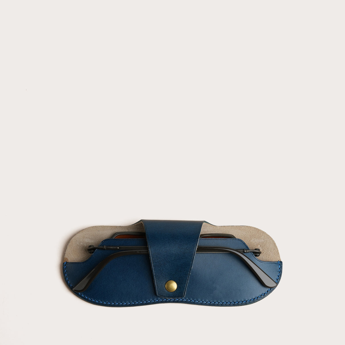 Navy Buttero Leather Glasses Case
