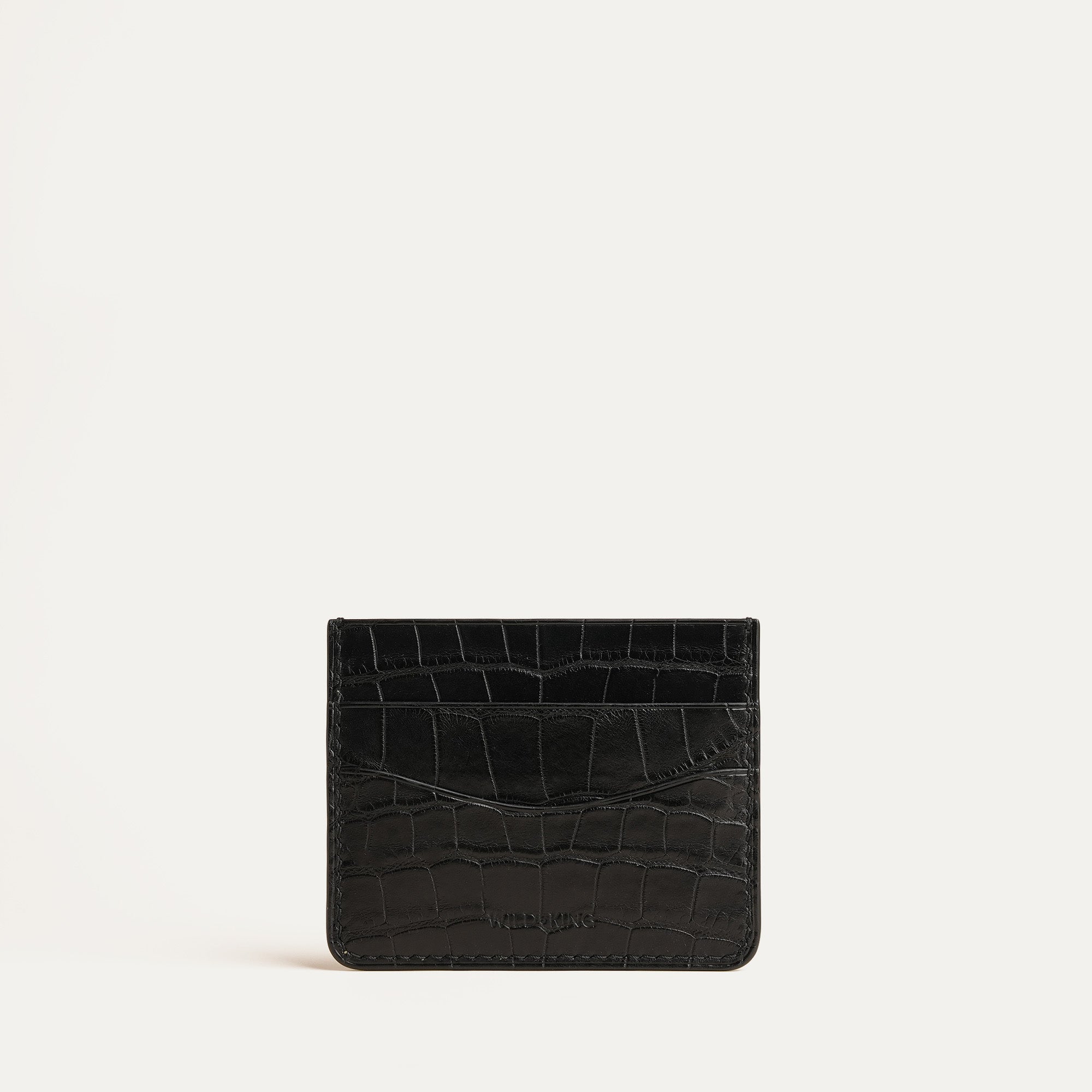 Navy Crocodile Leather Money Card Clip
