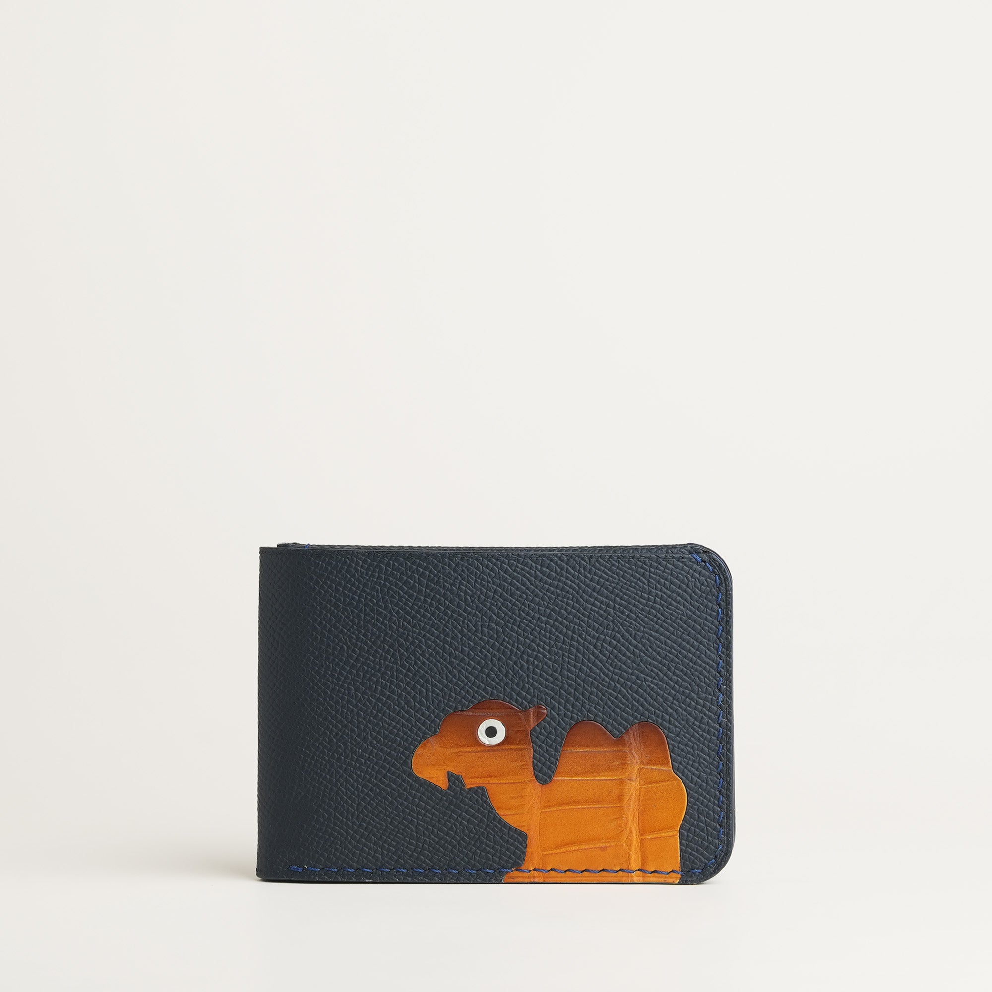 Navy Epsom Leather Wing Bifold Wallet - Stupid Camelo