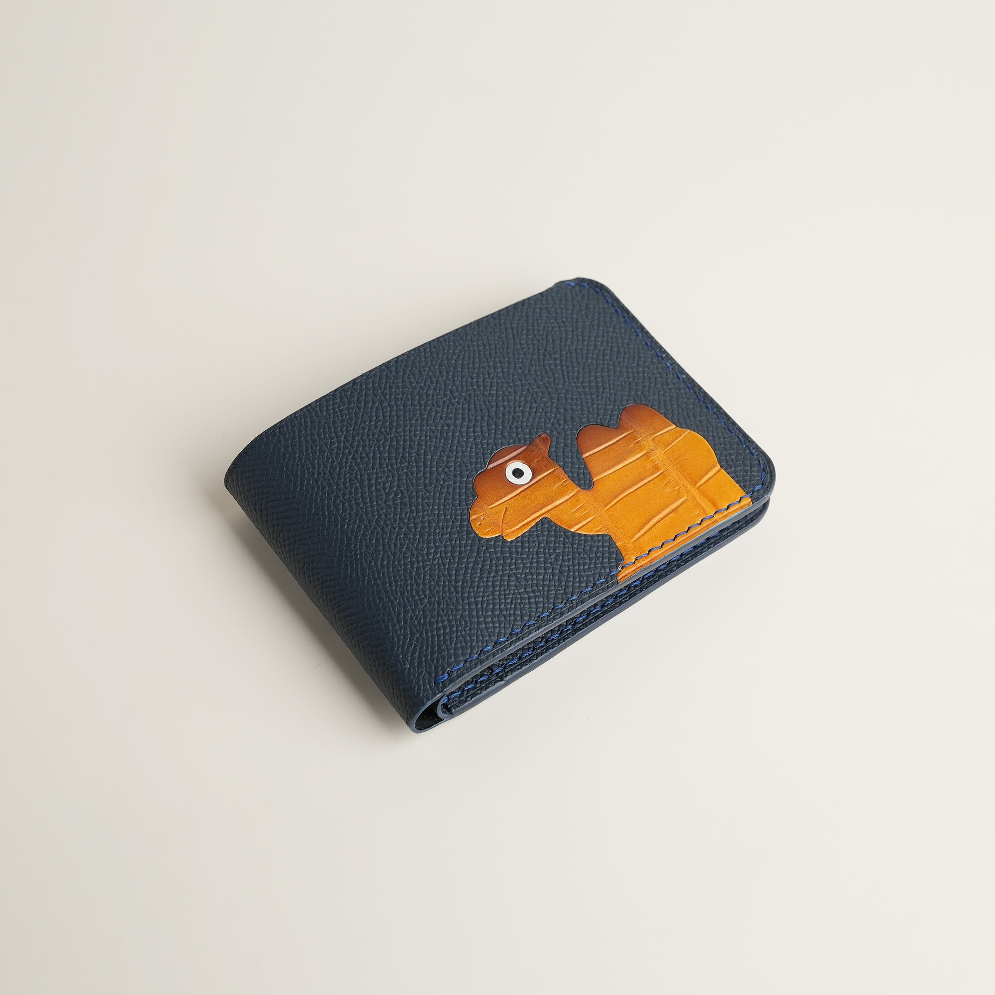 Navy Epsom Leather Wing Bifold Wallet - Stupid Camelo
