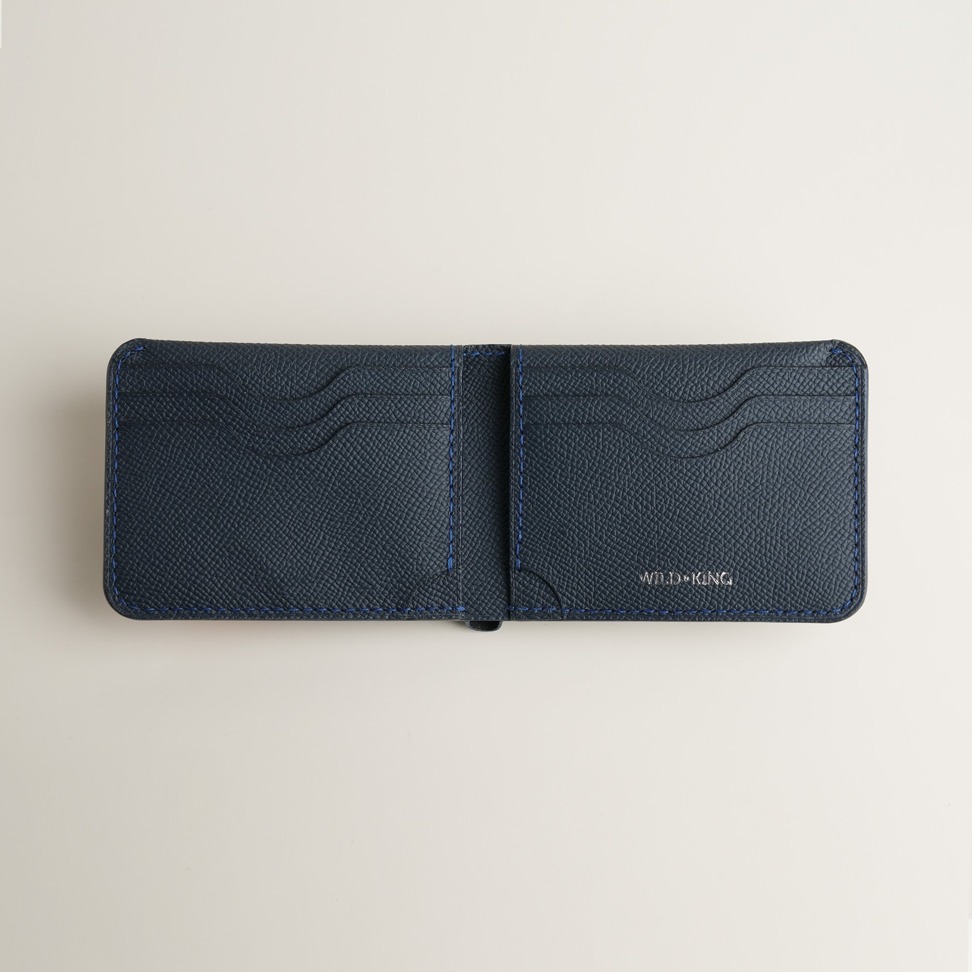 Navy Epsom Leather Wing Bifold Wallet - Stupid Camelo