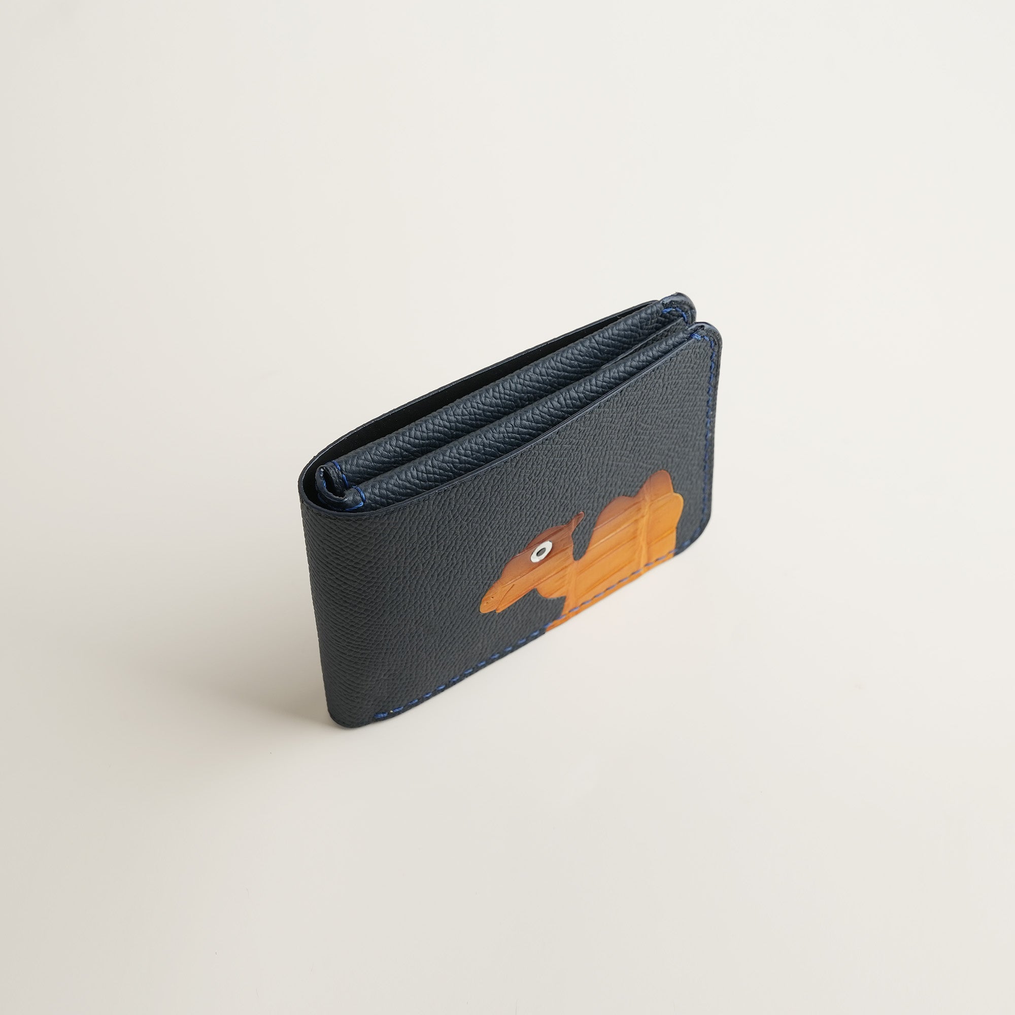 Navy Epsom Leather Wing Bifold Wallet - Stupid Camelo