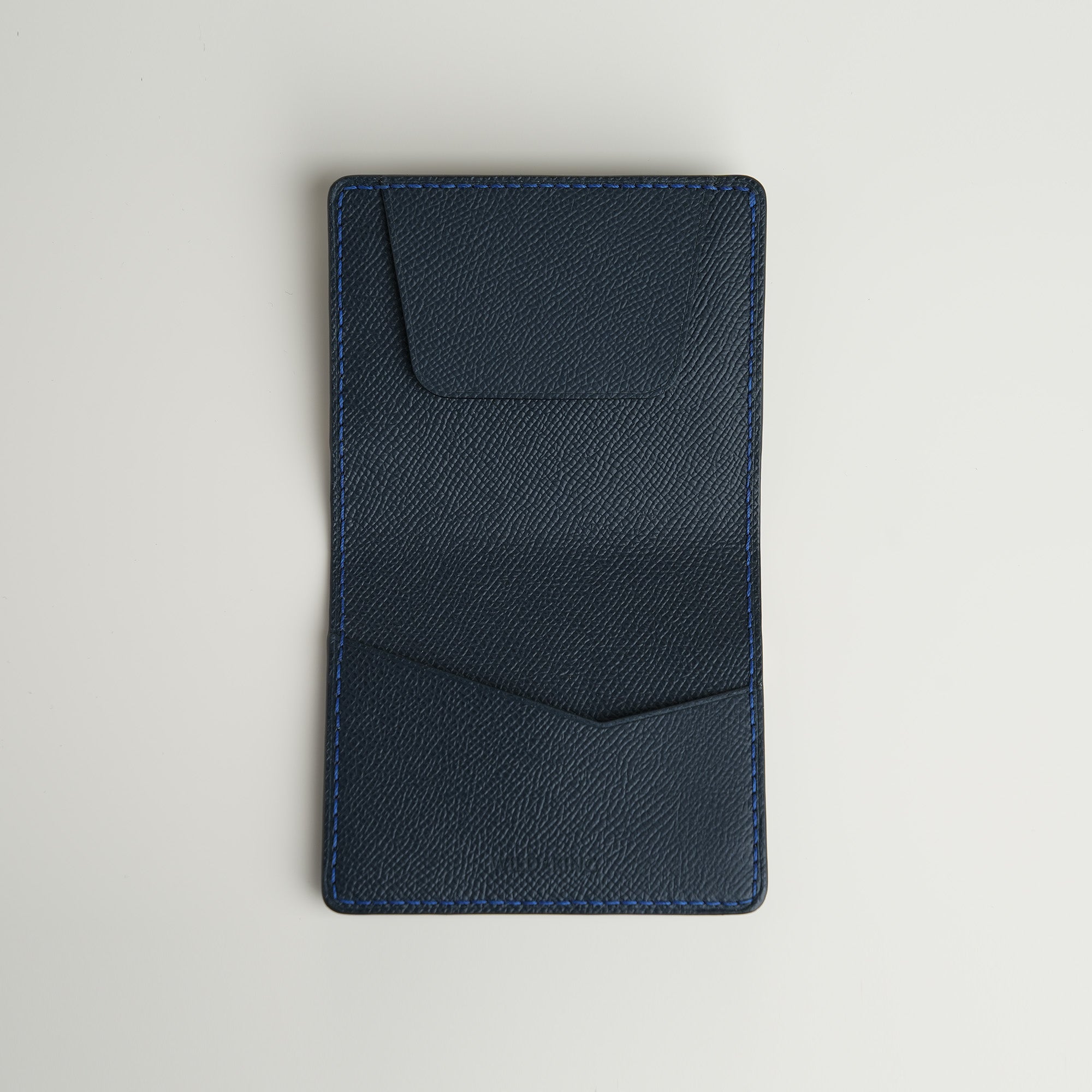 Navy Epsom mix Lizard Leather Dualfold Wallet - Natural Pattern