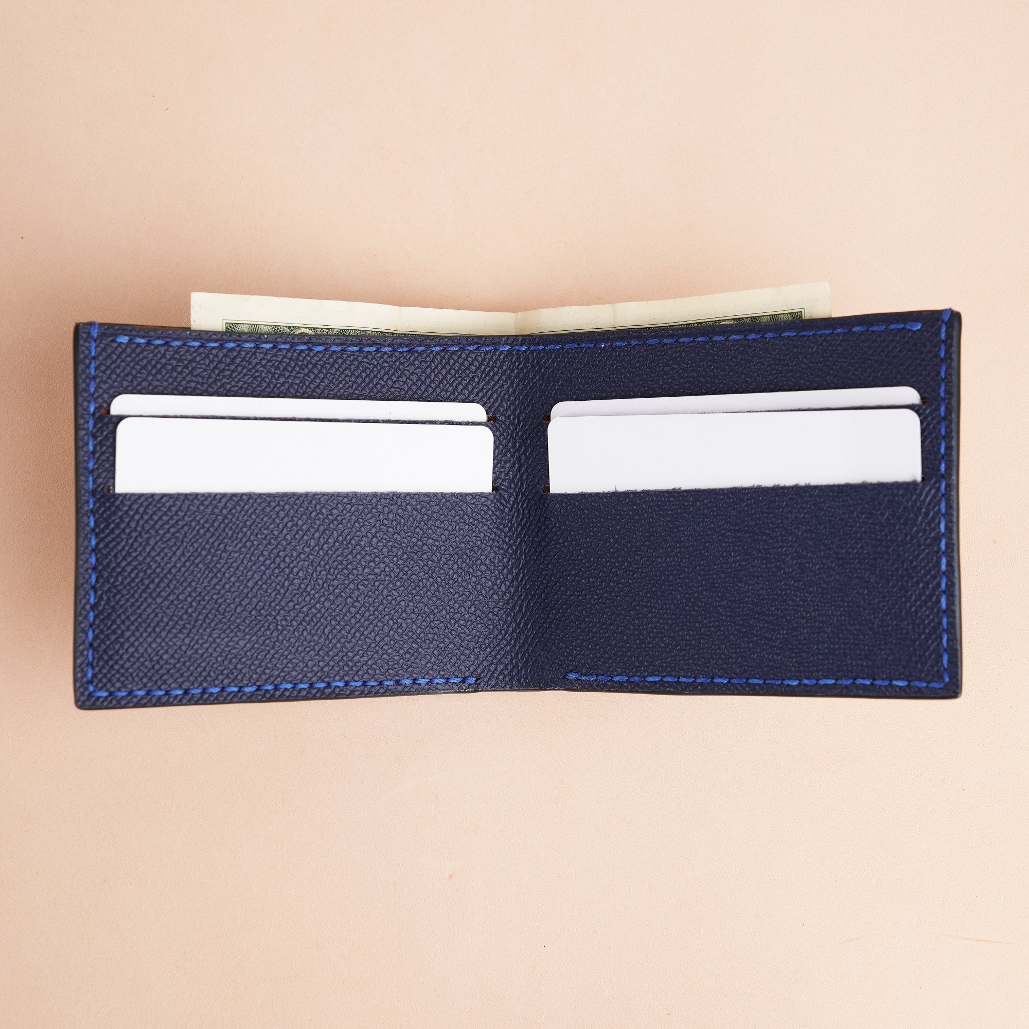 Navy Crocodile Leather Bifold Wallet