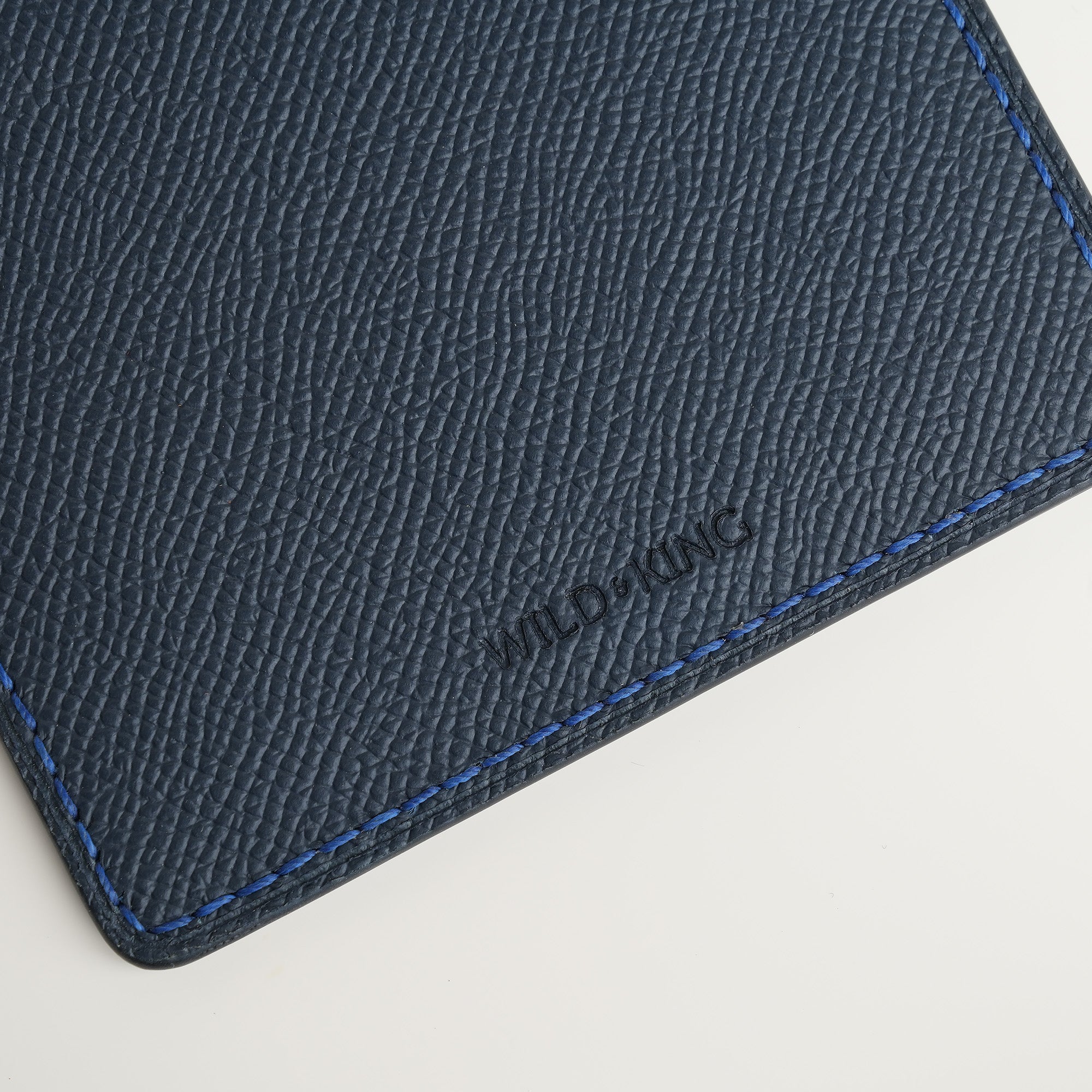Navy Epsom mix Lizard Leather Card Holder - Natural Pattern