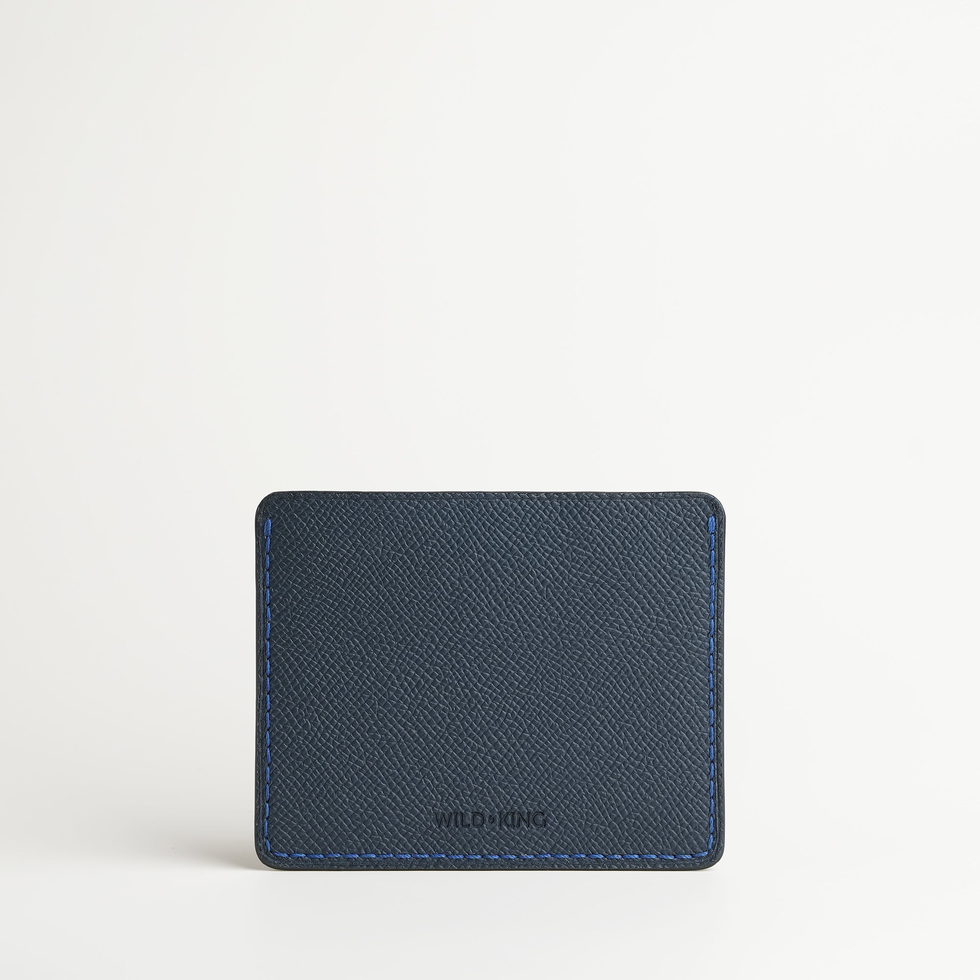 Navy Epsom mix Lizard Leather Card Holder - Natural Pattern
