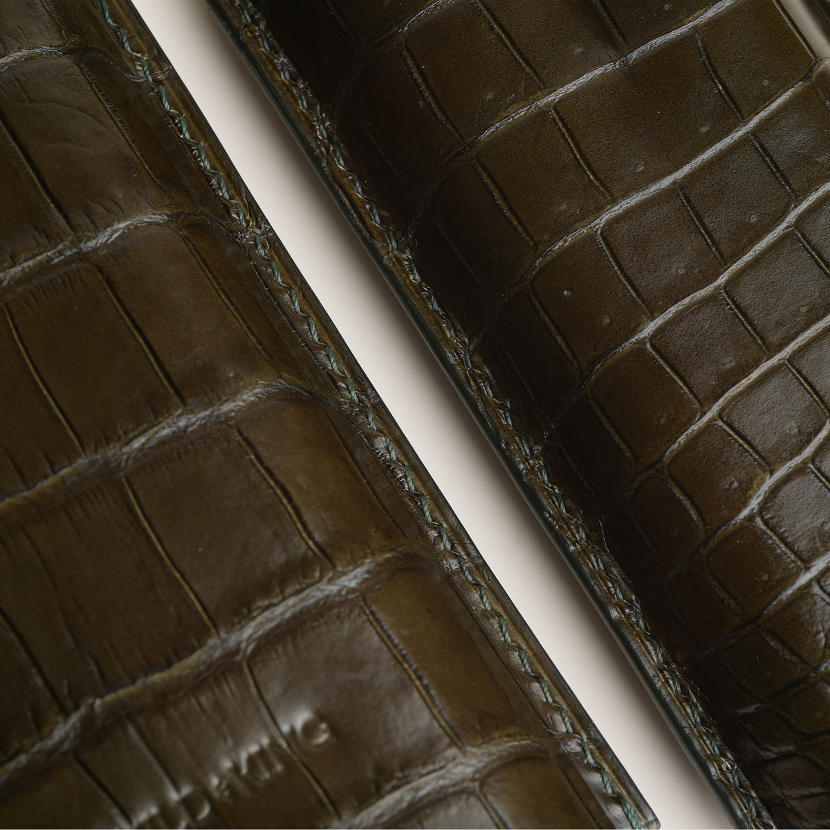 Olive Crocodile Leather Cigar Case