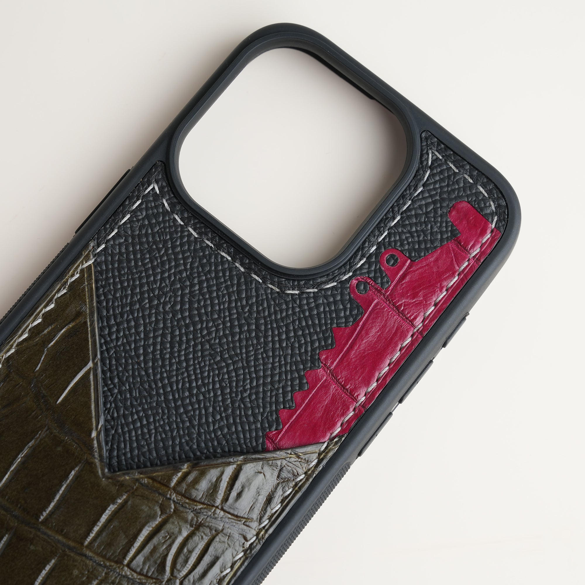 Olive Alligator Leather Iphone Case with Card Holder - Stupid Alligator