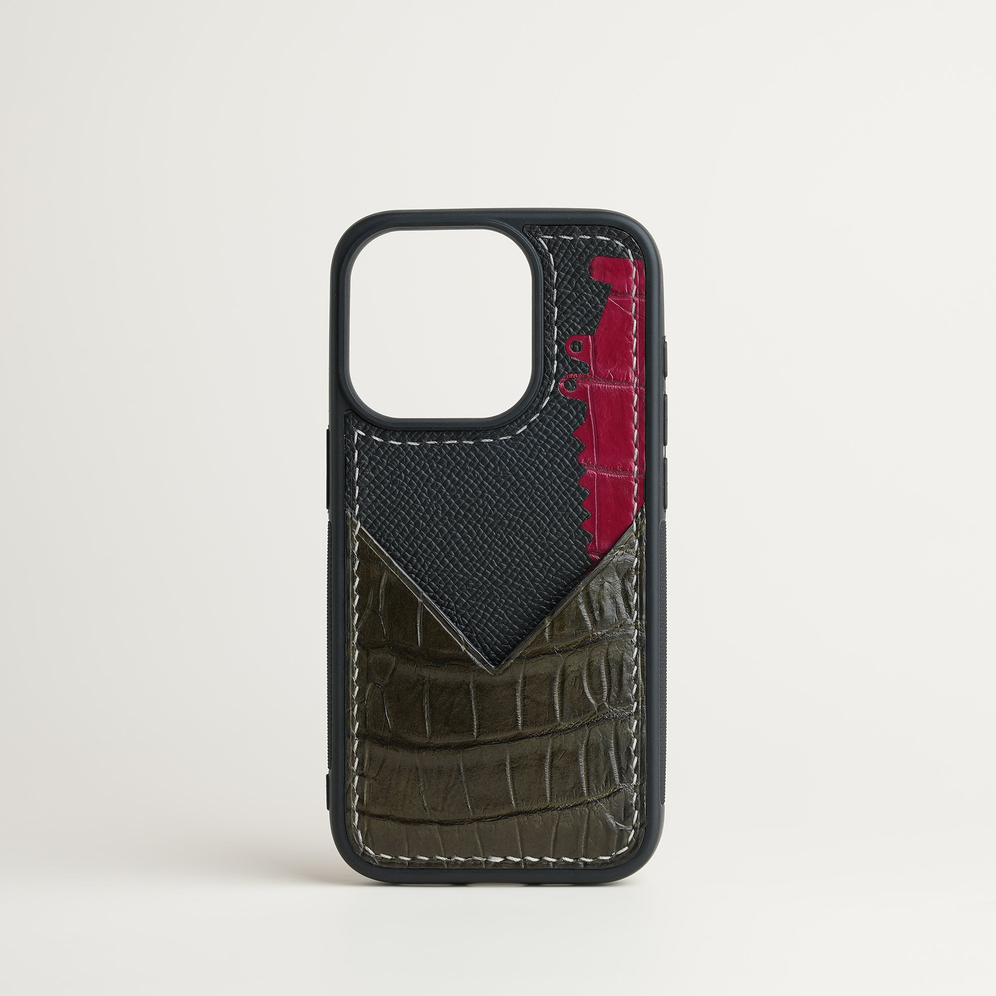 Olive Alligator Leather Iphone Case with Card Holder - Stupid Alligator