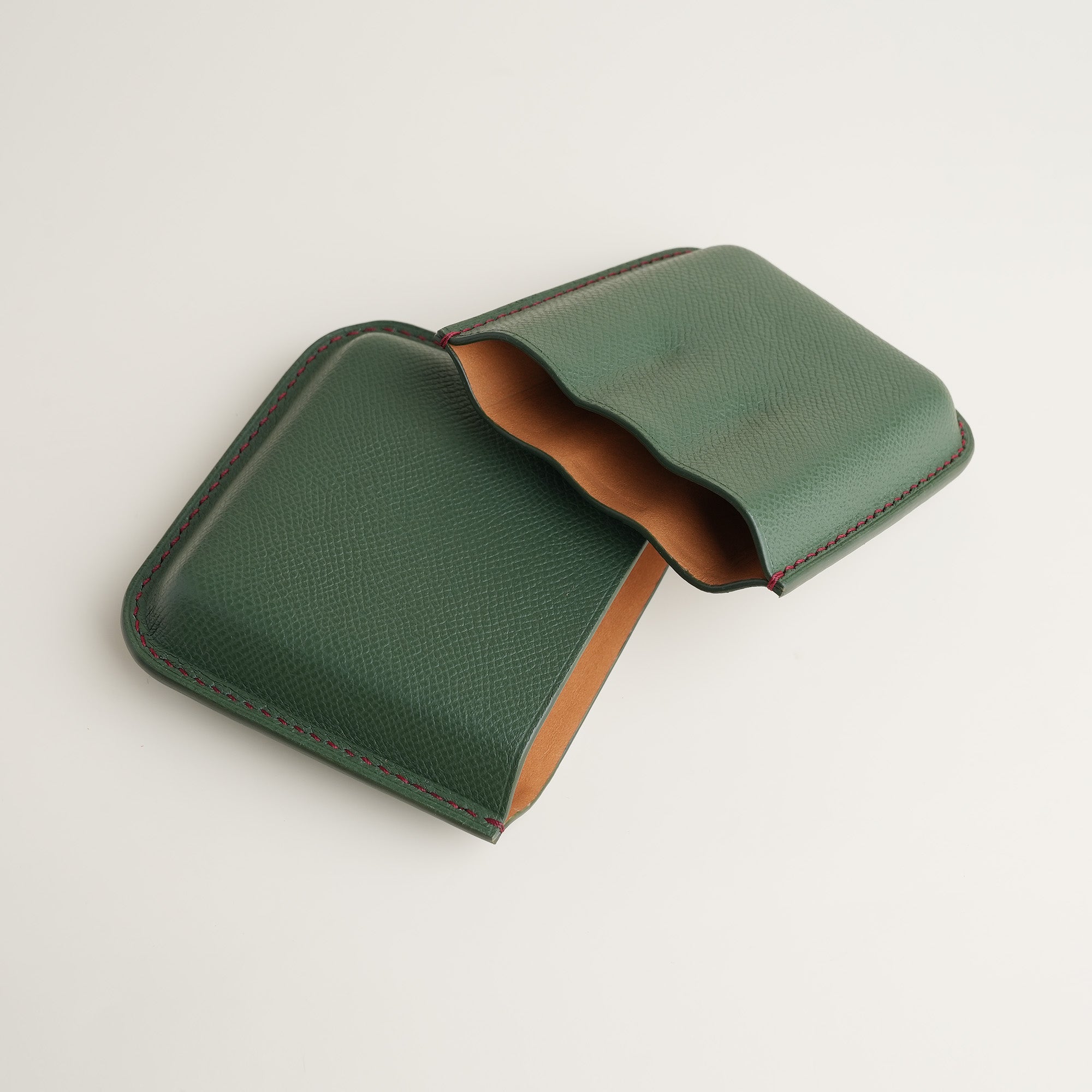 Olive Epsom Leather Cigarettes Case Holder - Mini Case