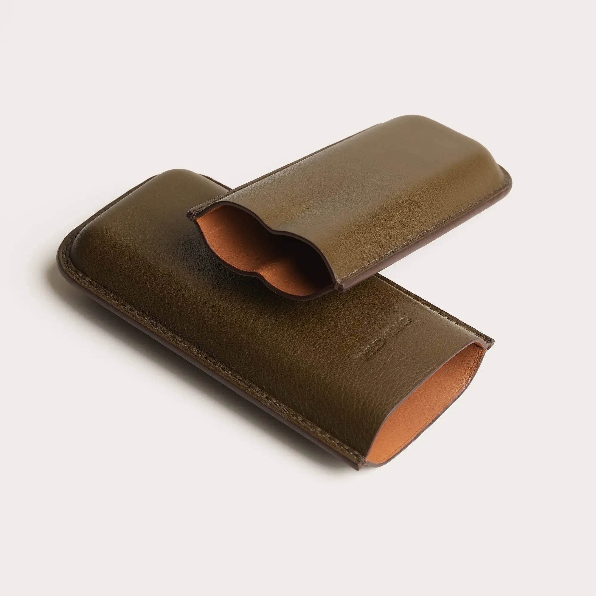 Olive Swift Leather Cigar Case