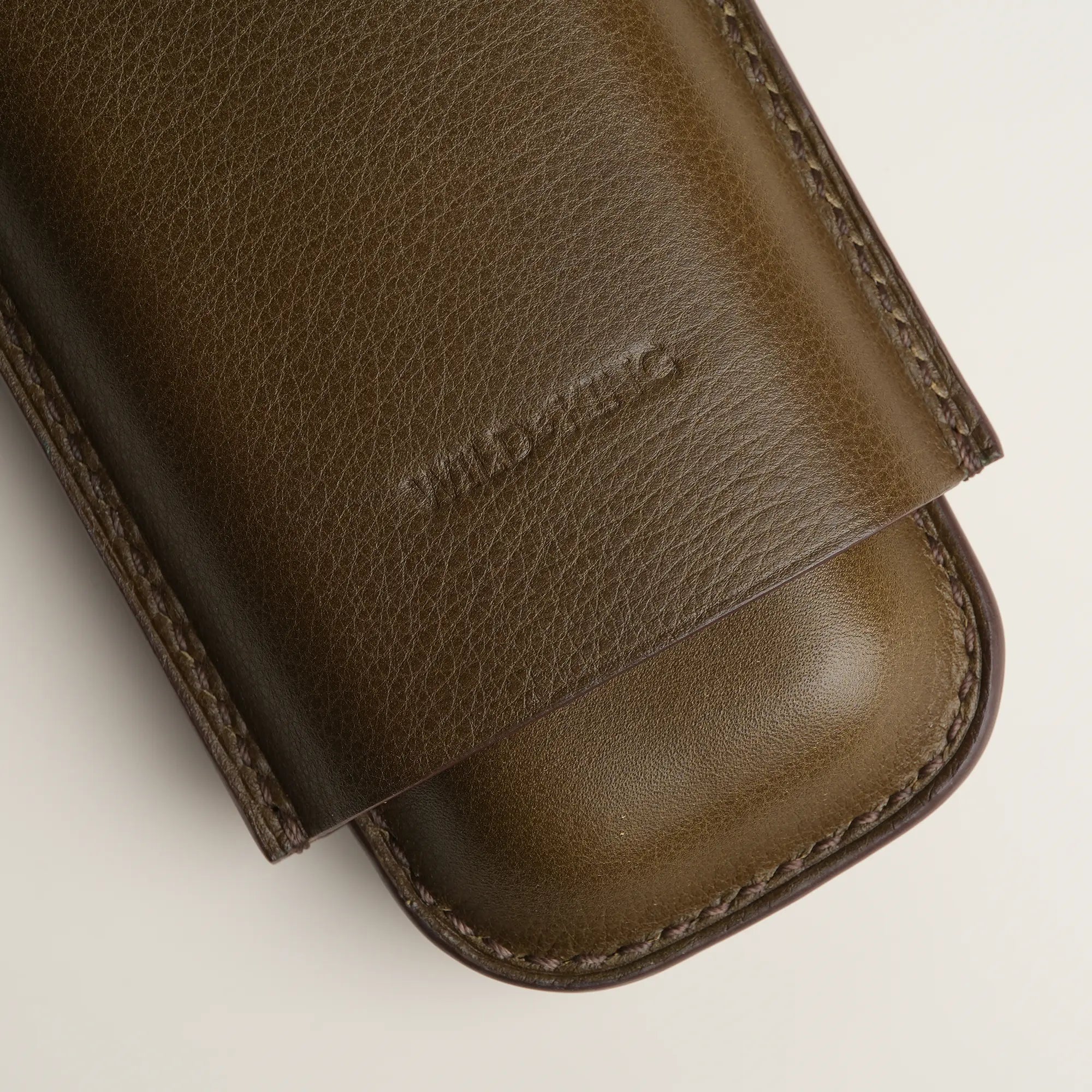 Olive Swift Leather Cigar Case