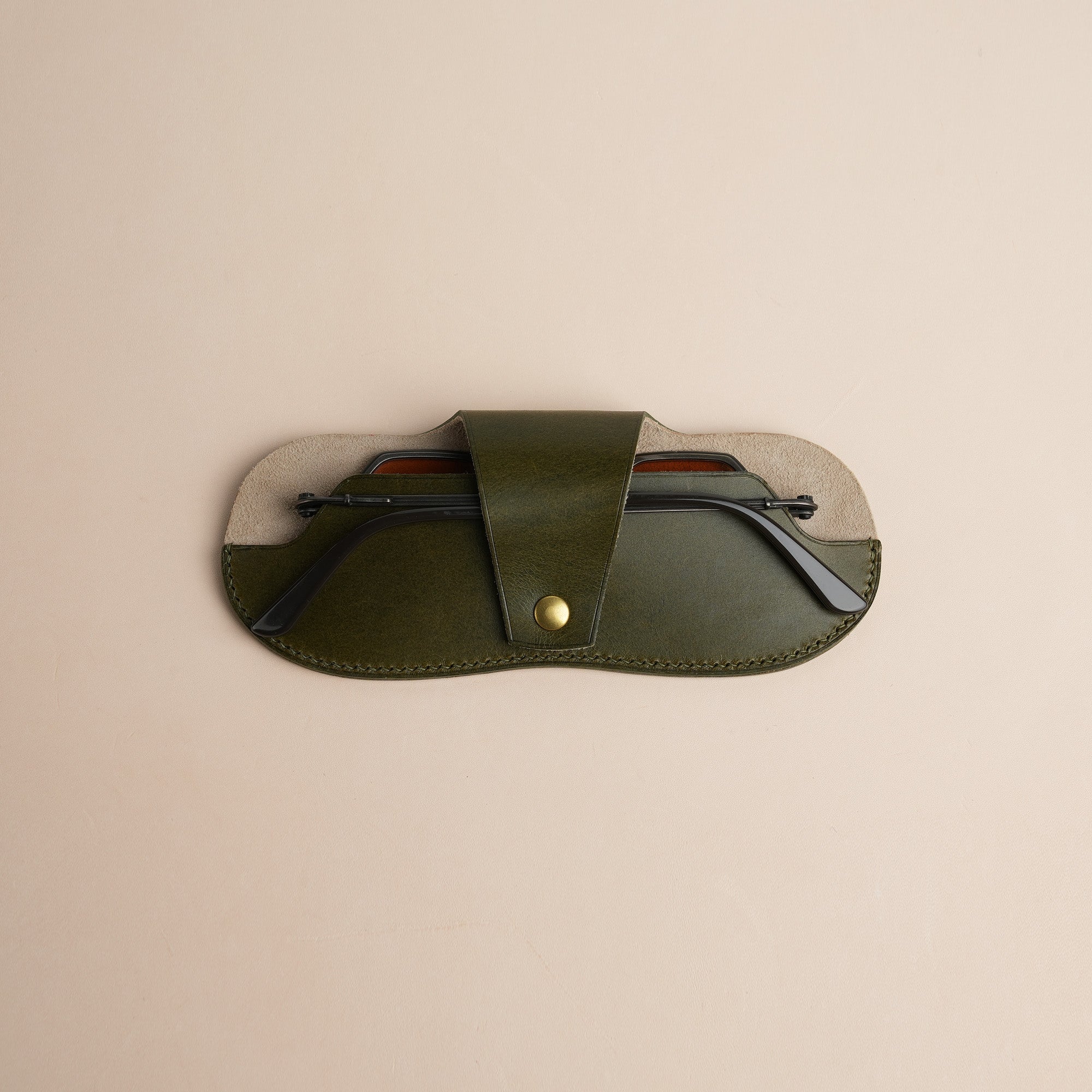 Olive Buttero Leather Glasses Case