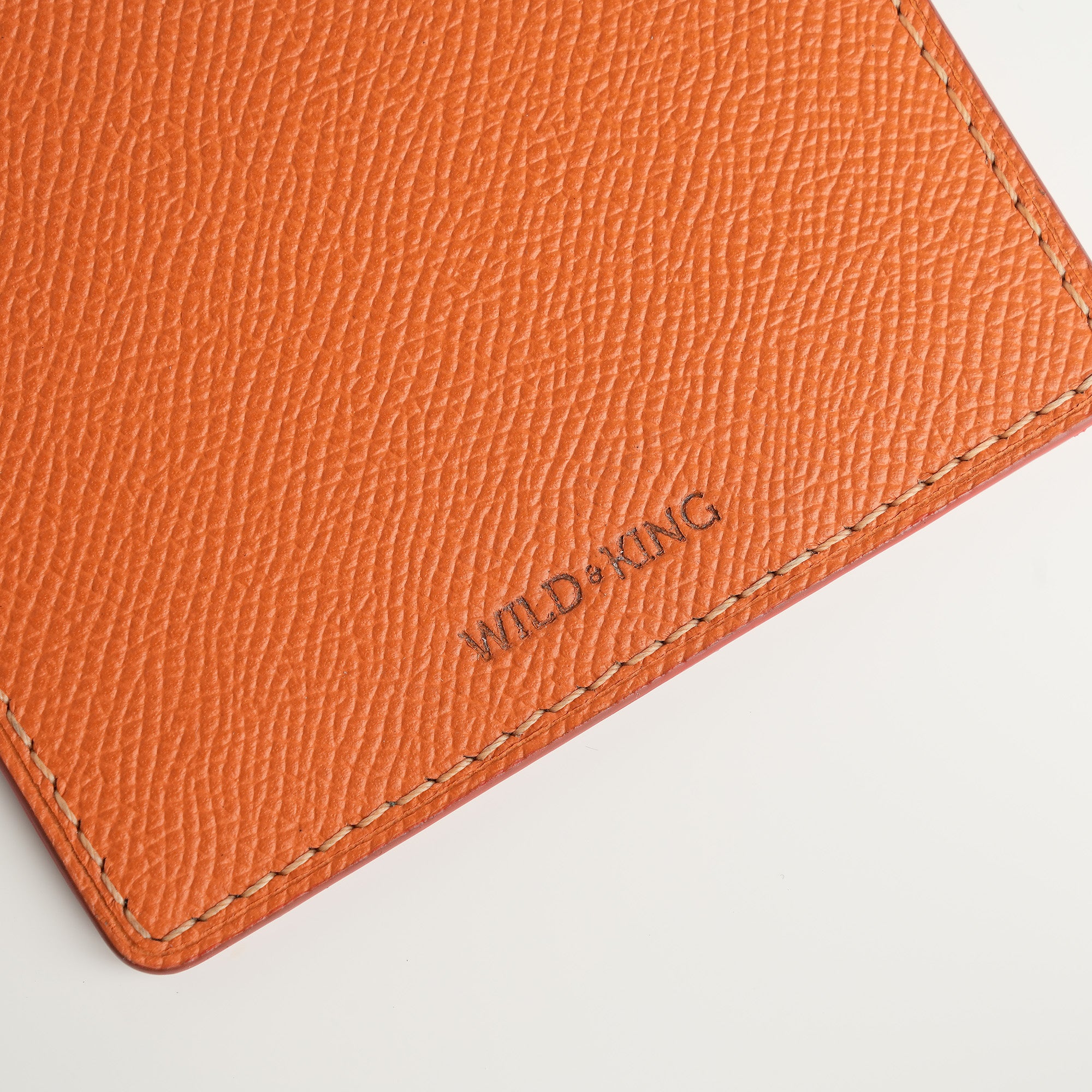 Orange Epsom mix Lizard Leather Card Holder - Natural Pattern