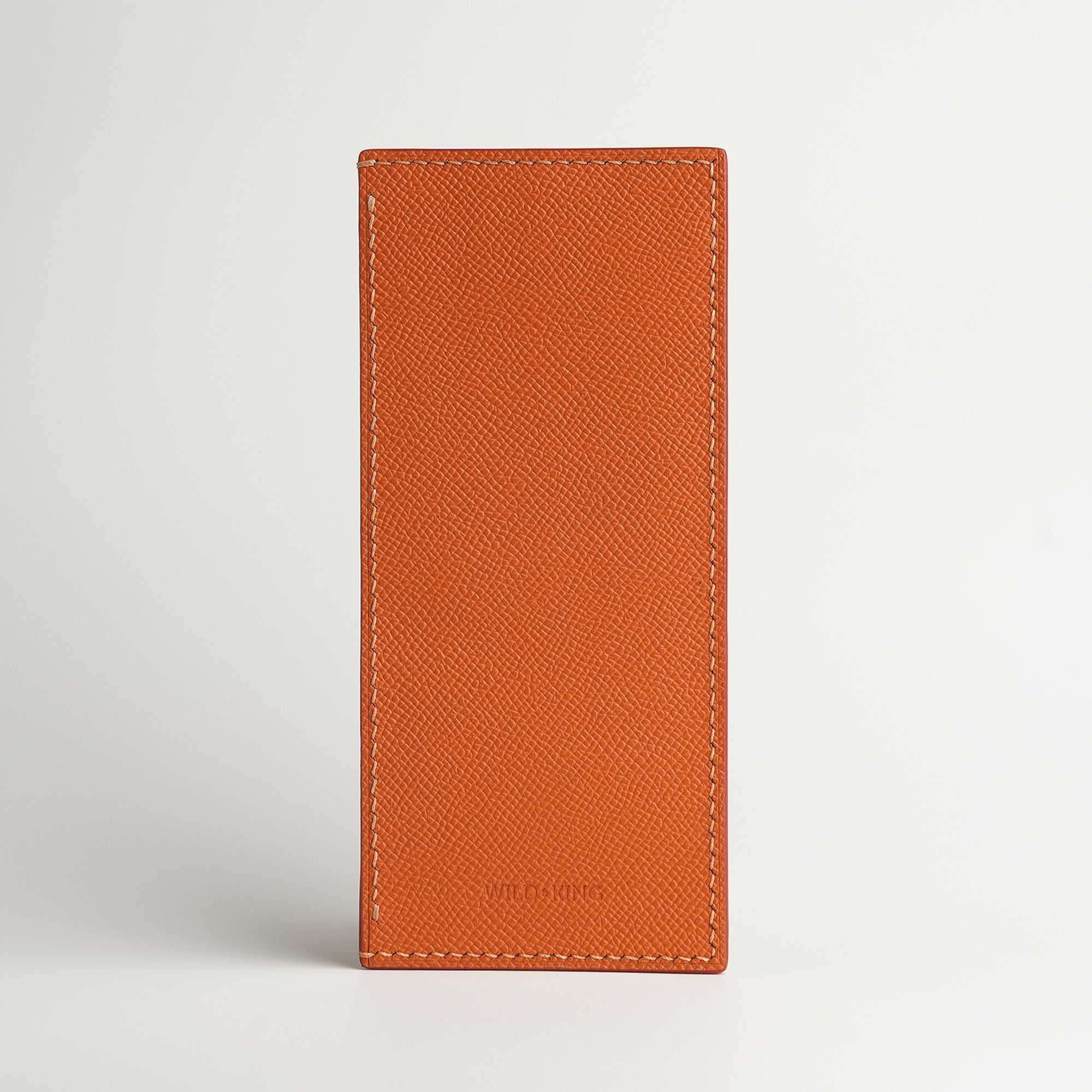 Orange Epsom mix Lizard Leather Vertical Card Holder - Natural Pattern