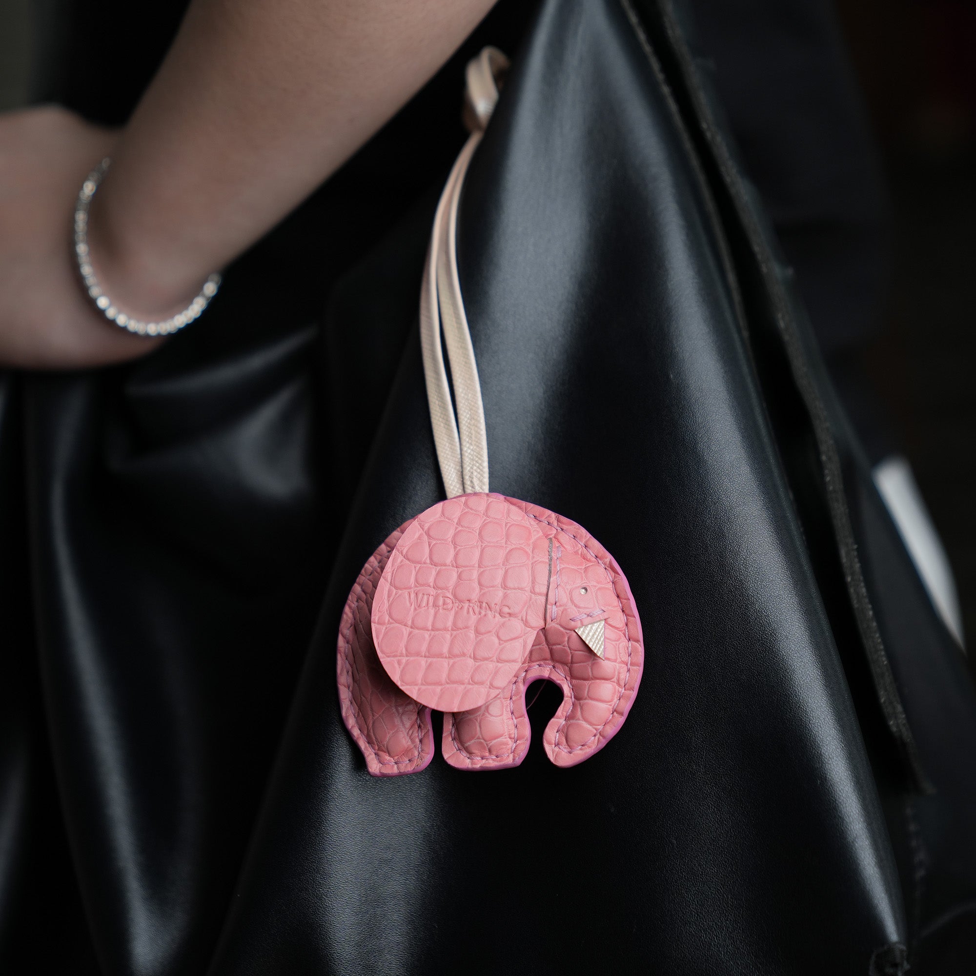 Pink Alligator Elephant Bag Charm | Wild & King