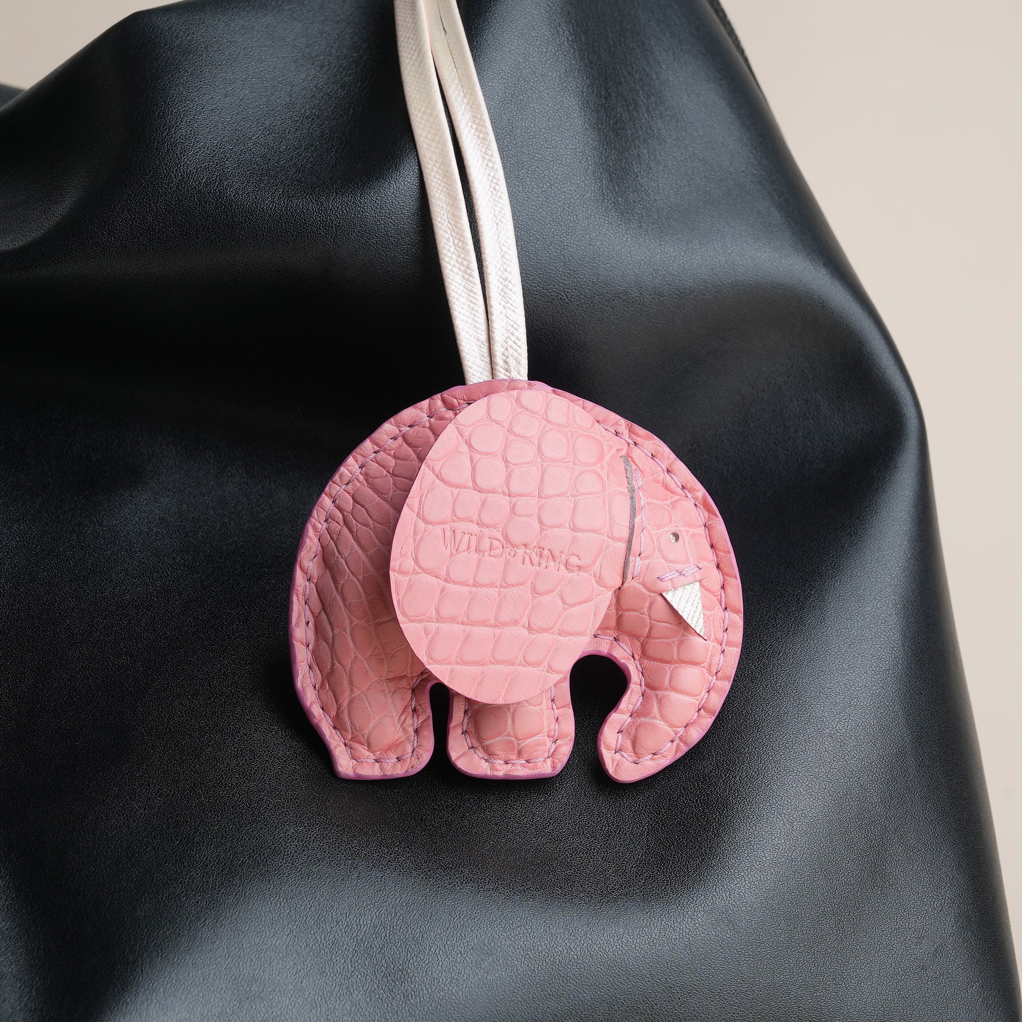 Pink Alligator Elephant Bag Charm | Wild & King