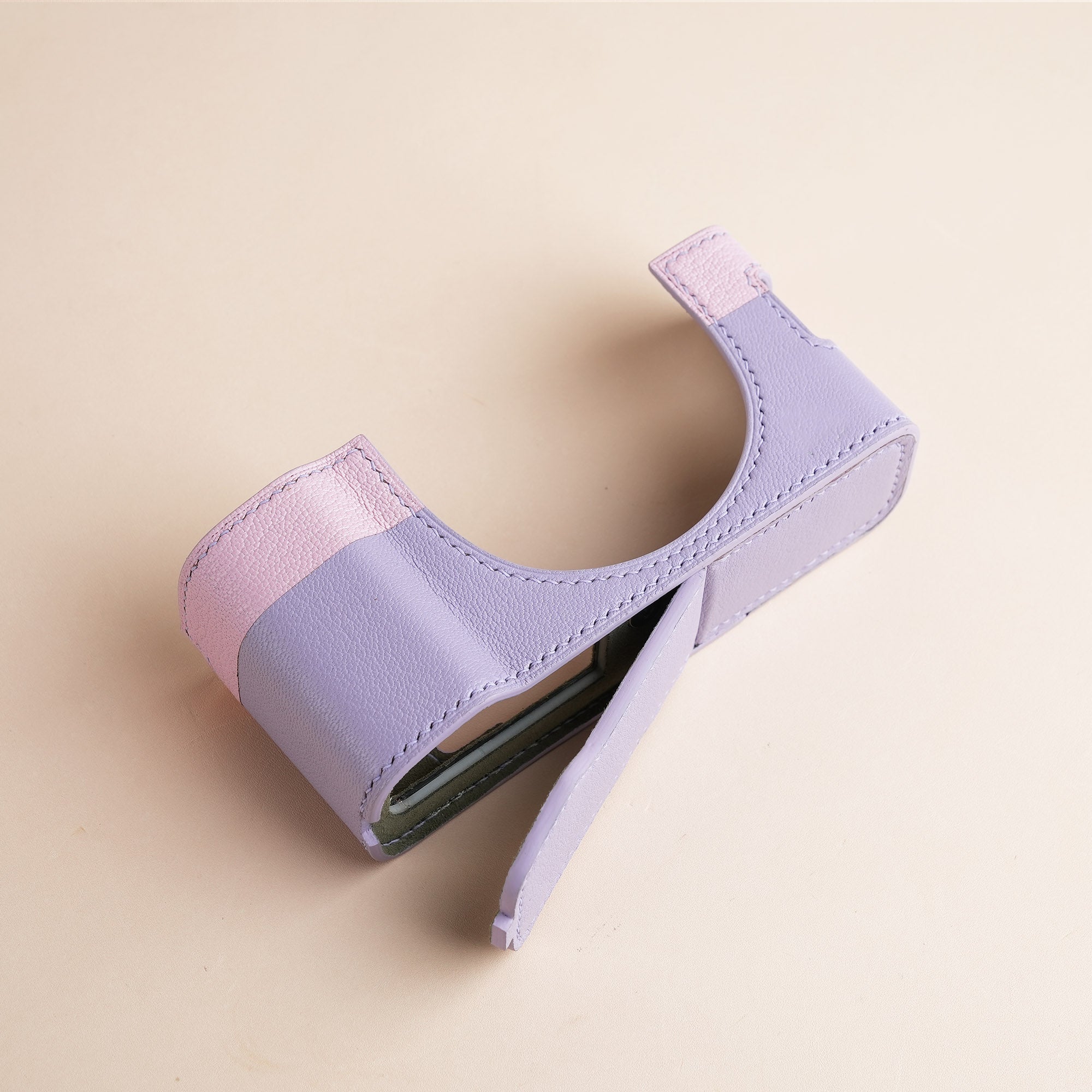 Pink Mix Purple Alran Chevre Sully Leather Half Case compatible with Fujifilm X100Vi