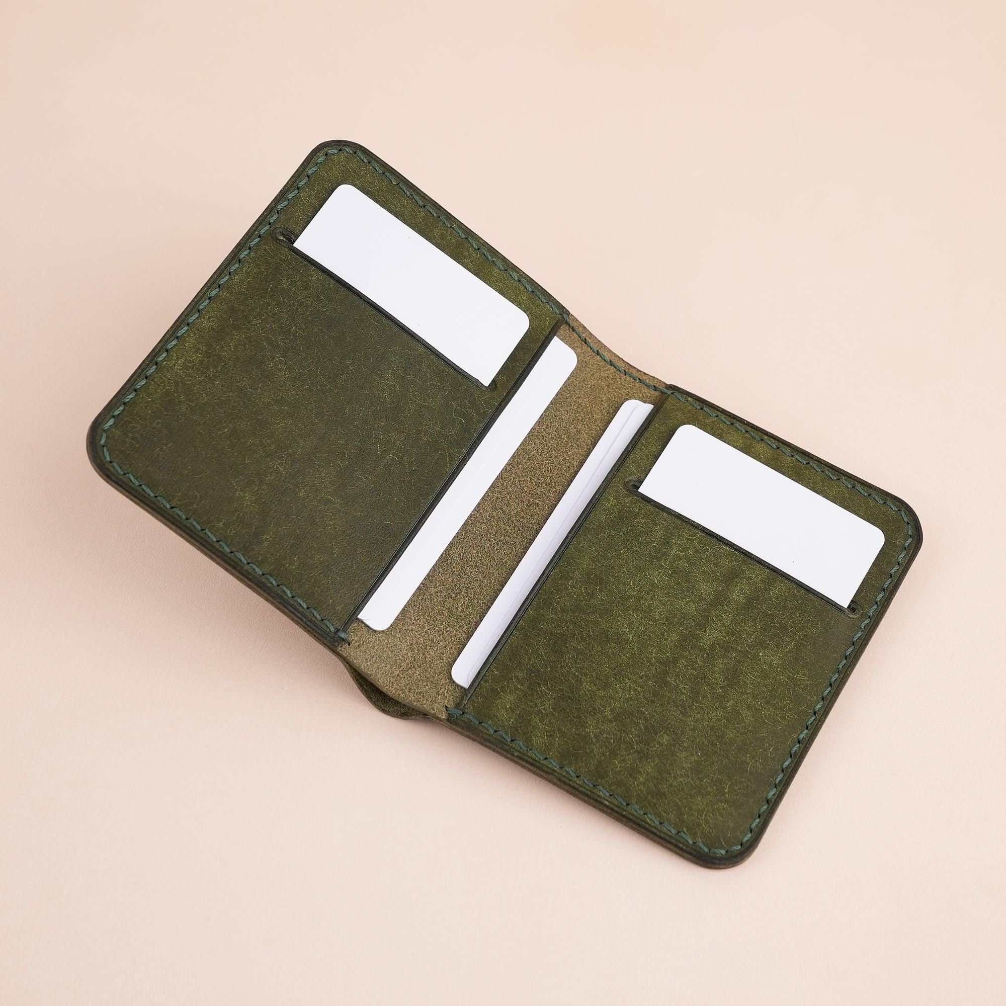 Olive Pueblo Leather Minimalist Bifold Wallet - WildandKing