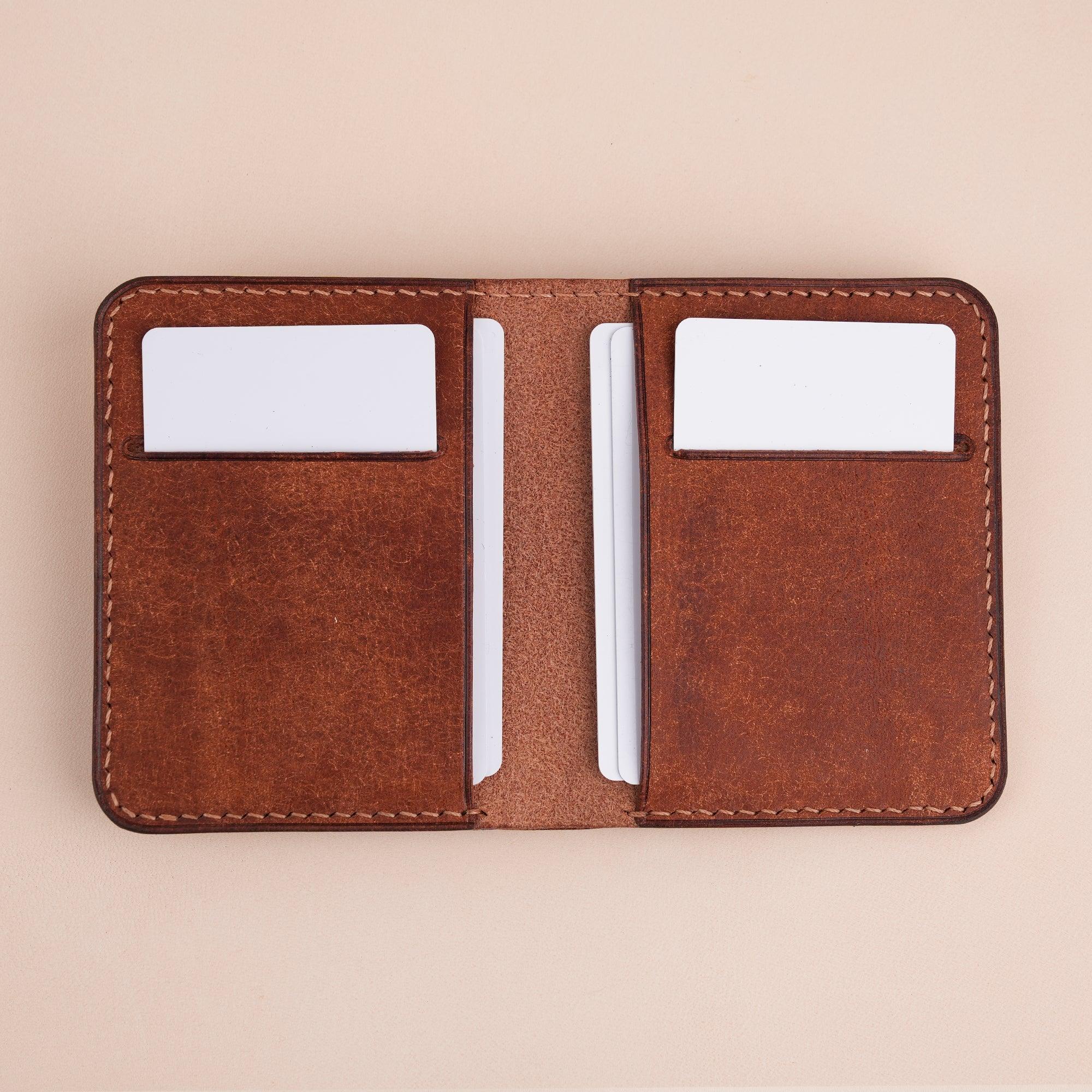 Dark Brown Pueblo Leather Minimalist Bifold Wallet - WildandKing