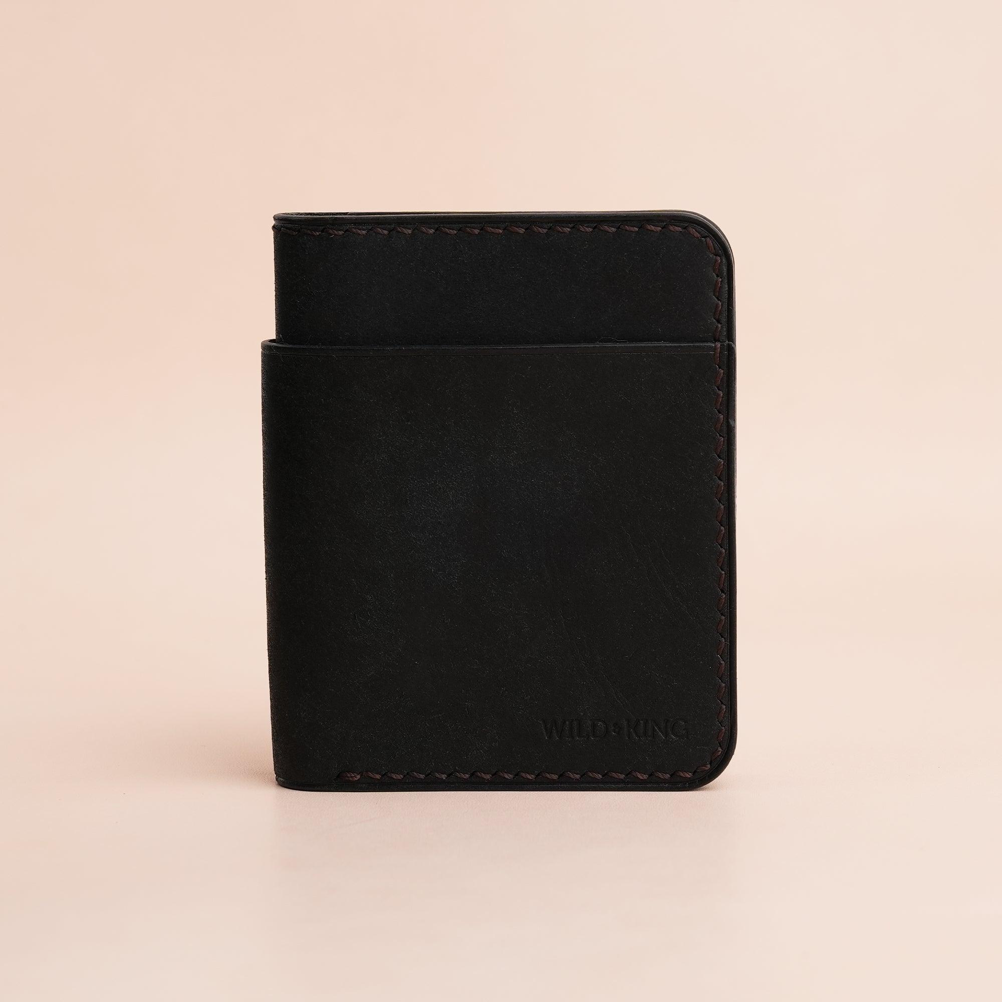 Black Pueblo Leather Minimalist Bifold Wallet - WildandKing