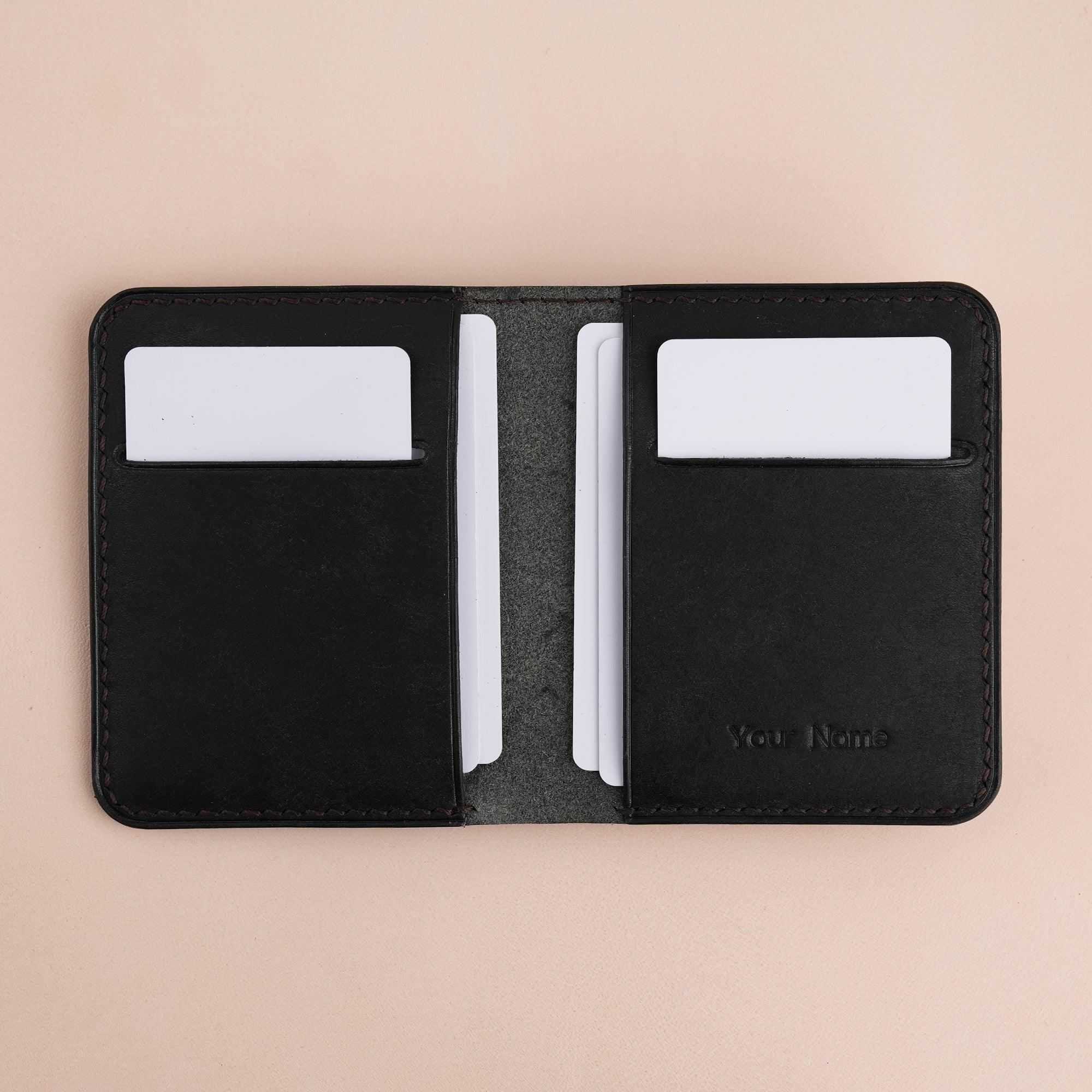 Black Pueblo Leather Minimalist Bifold Wallet - WildandKing