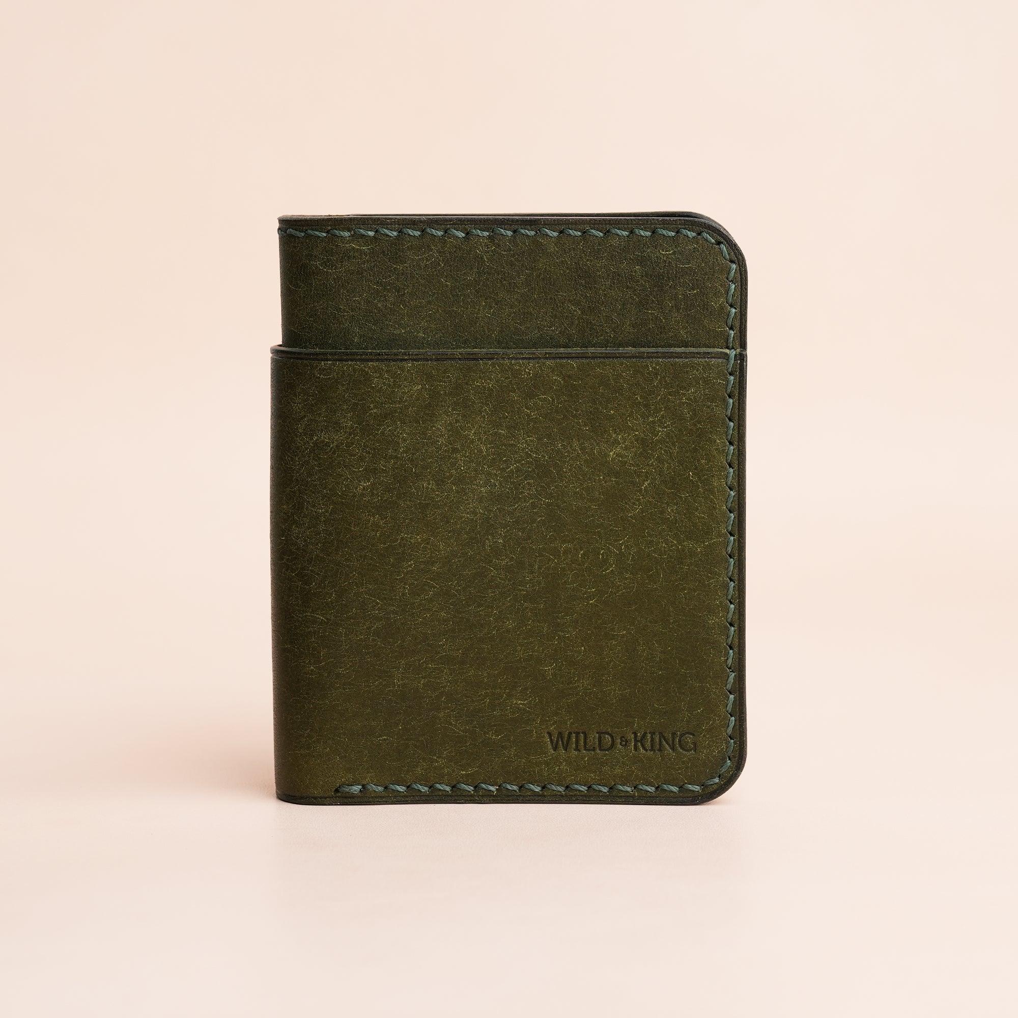 Olive Pueblo Leather Minimalist Bifold Wallet - WildandKing