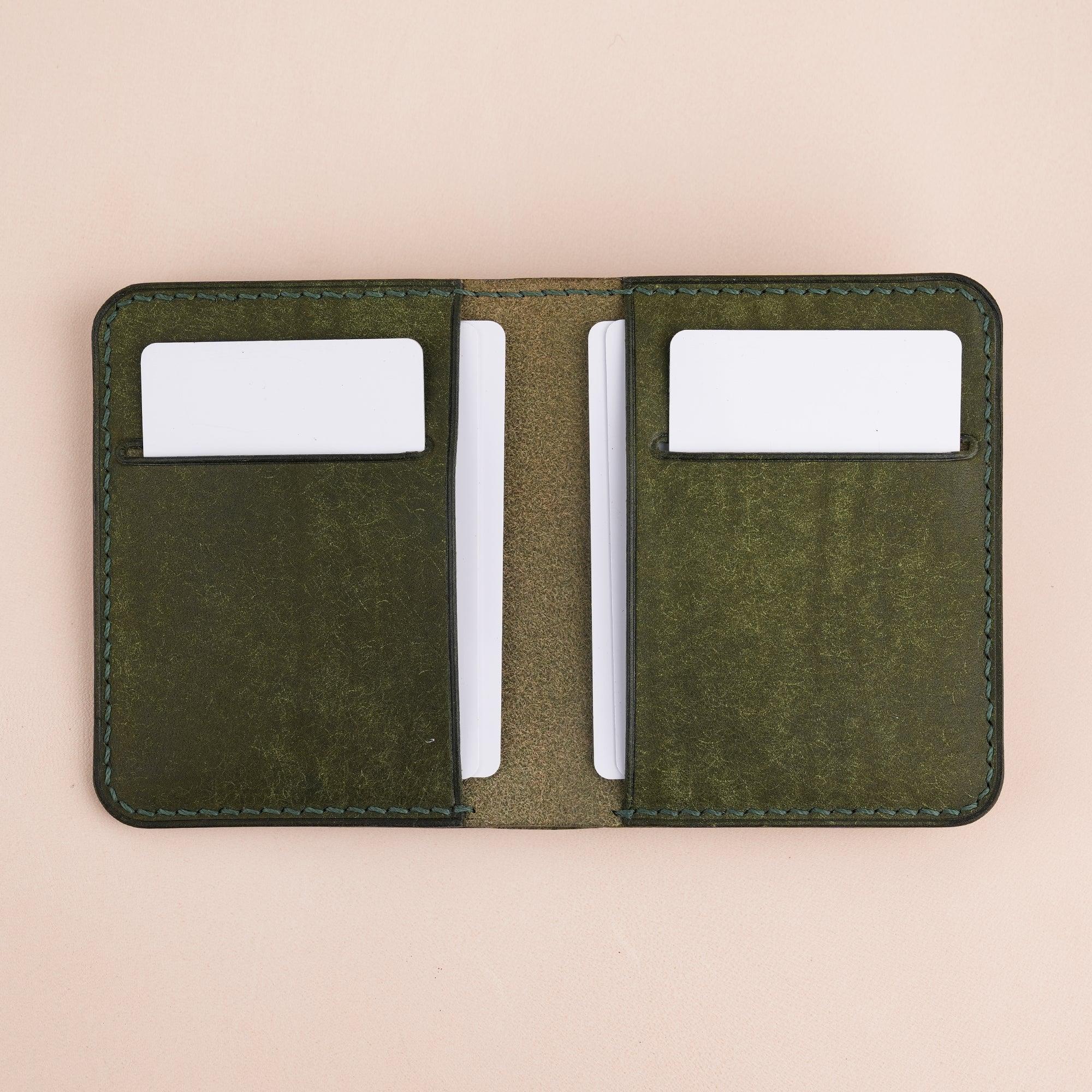 Olive Pueblo Leather Minimalist Bifold Wallet - WildandKing