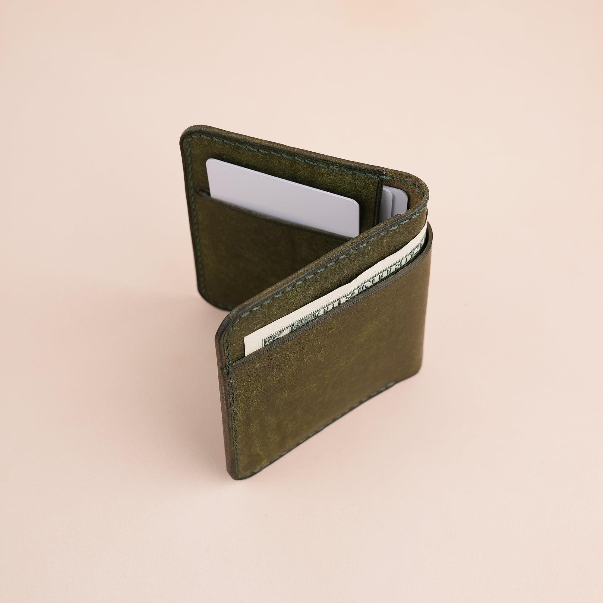 Olive Pueblo Leather Minimalist Bifold Wallet - WildandKing