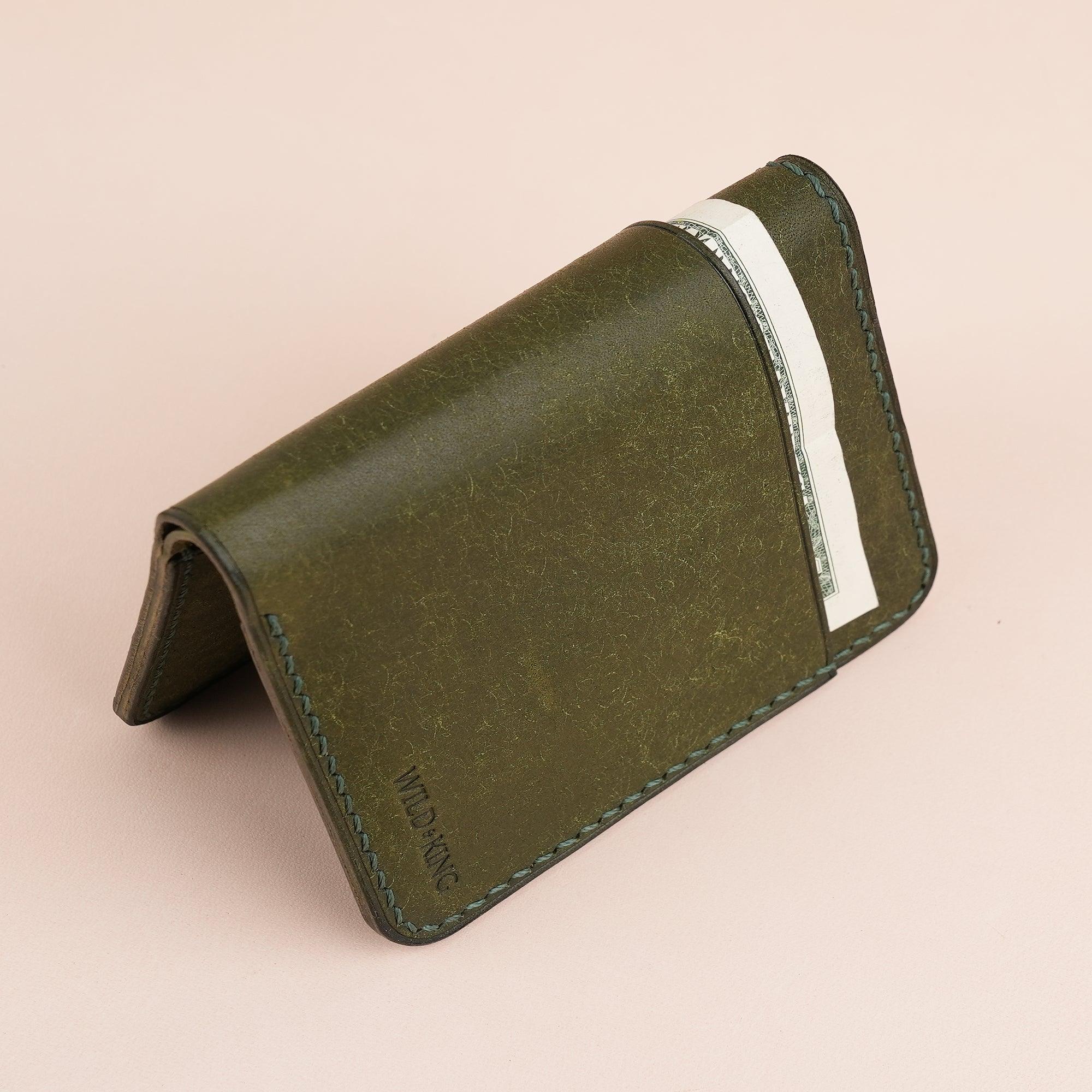 Olive Pueblo Leather Minimalist Bifold Wallet - WildandKing