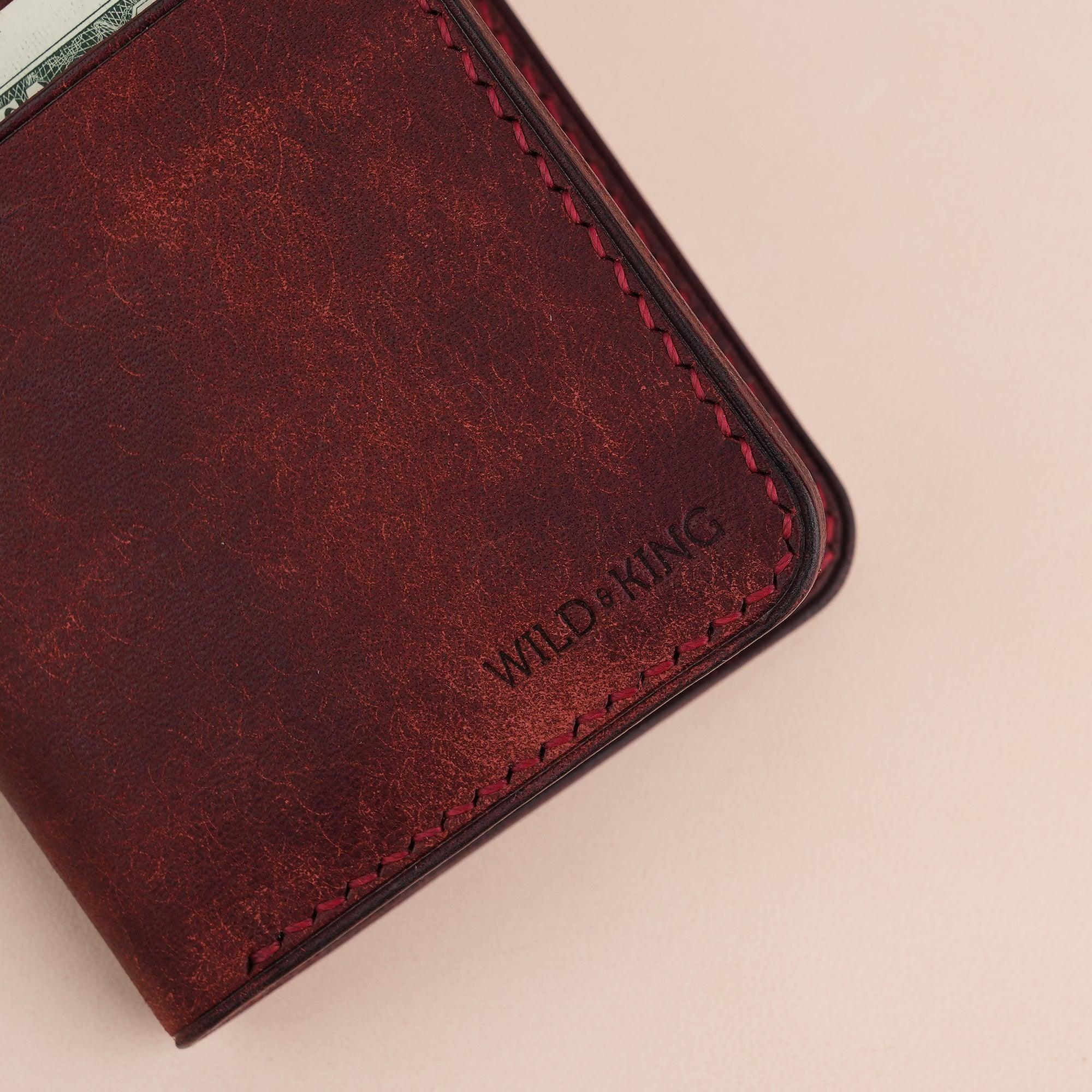 Red Pueblo Leather Minimalist Bifold Wallet - WildandKing