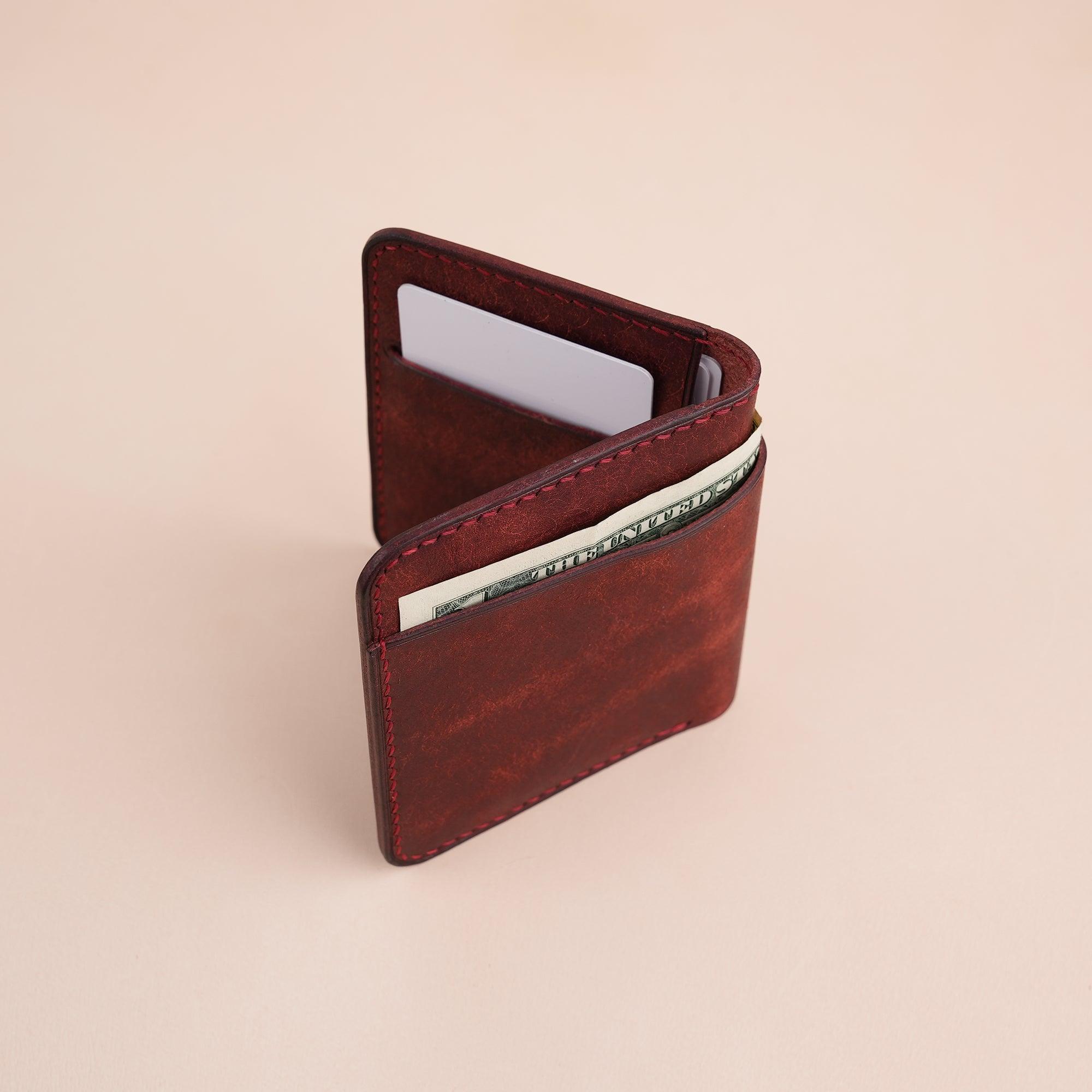 Red Pueblo Leather Minimalist Bifold Wallet - WildandKing