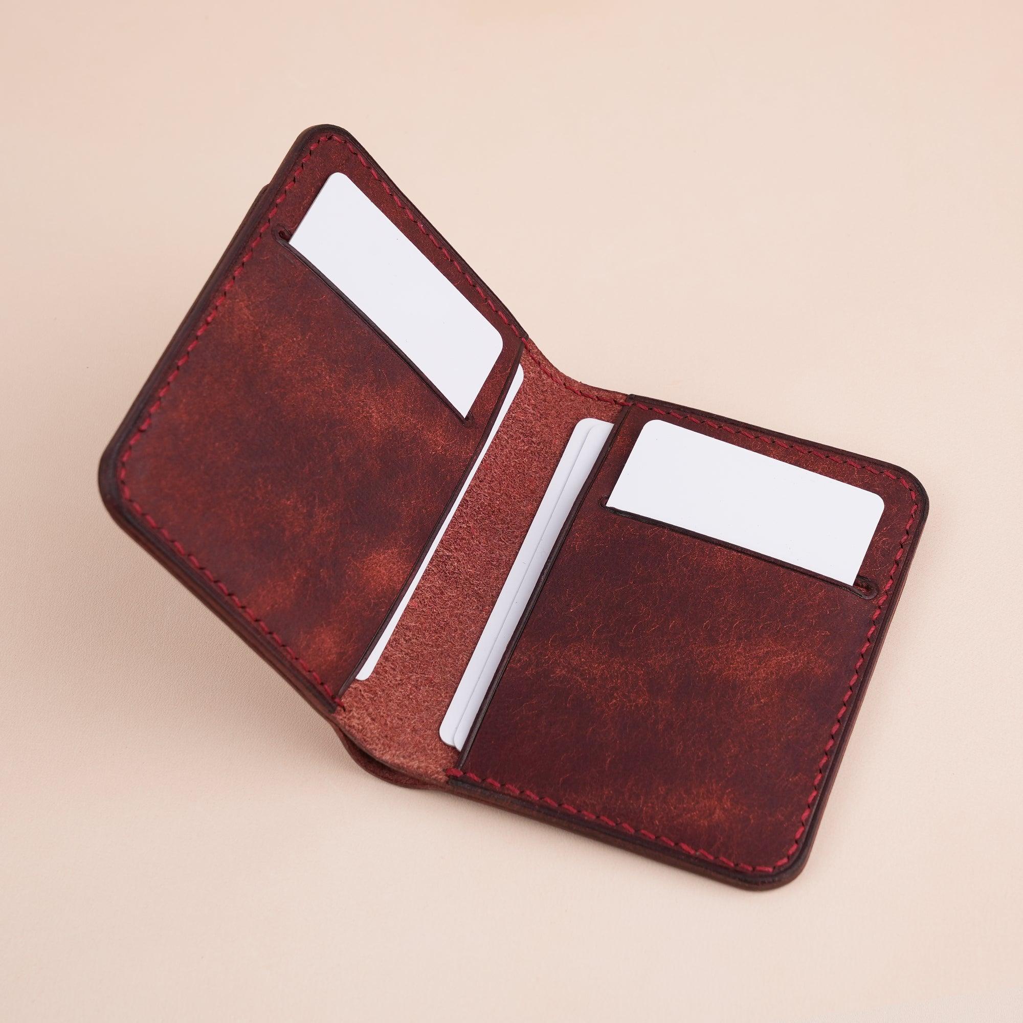 Red Pueblo Leather Minimalist Bifold Wallet - WildandKing