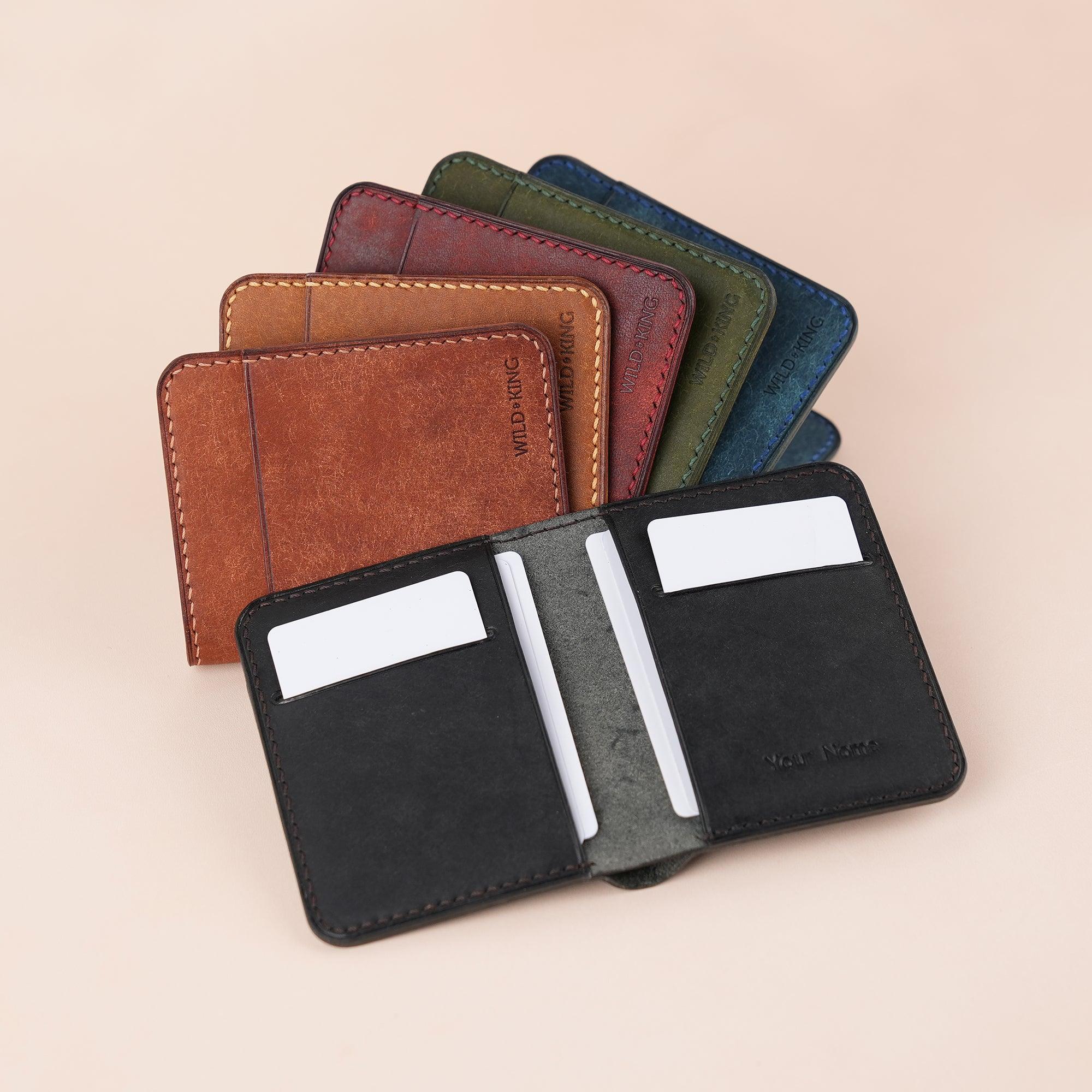 Navy Pueblo Leather Minimalist Bifold Wallet - WildandKing