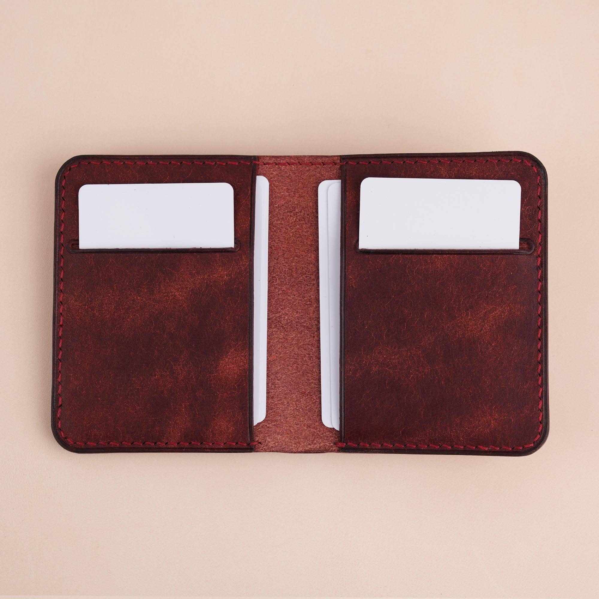 Red Pueblo Leather Minimalist Bifold Wallet - WildandKing