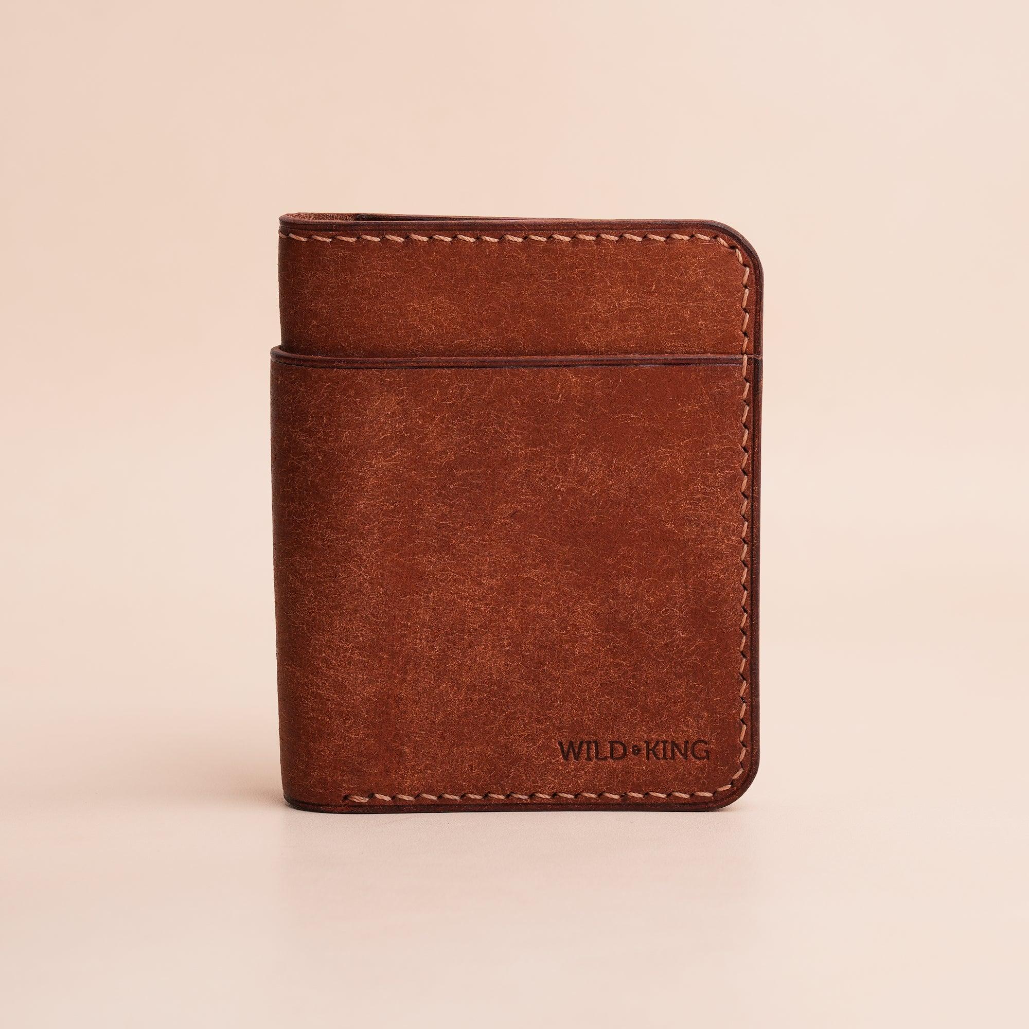 Dark Brown Pueblo Leather Minimalist Bifold Wallet - WildandKing