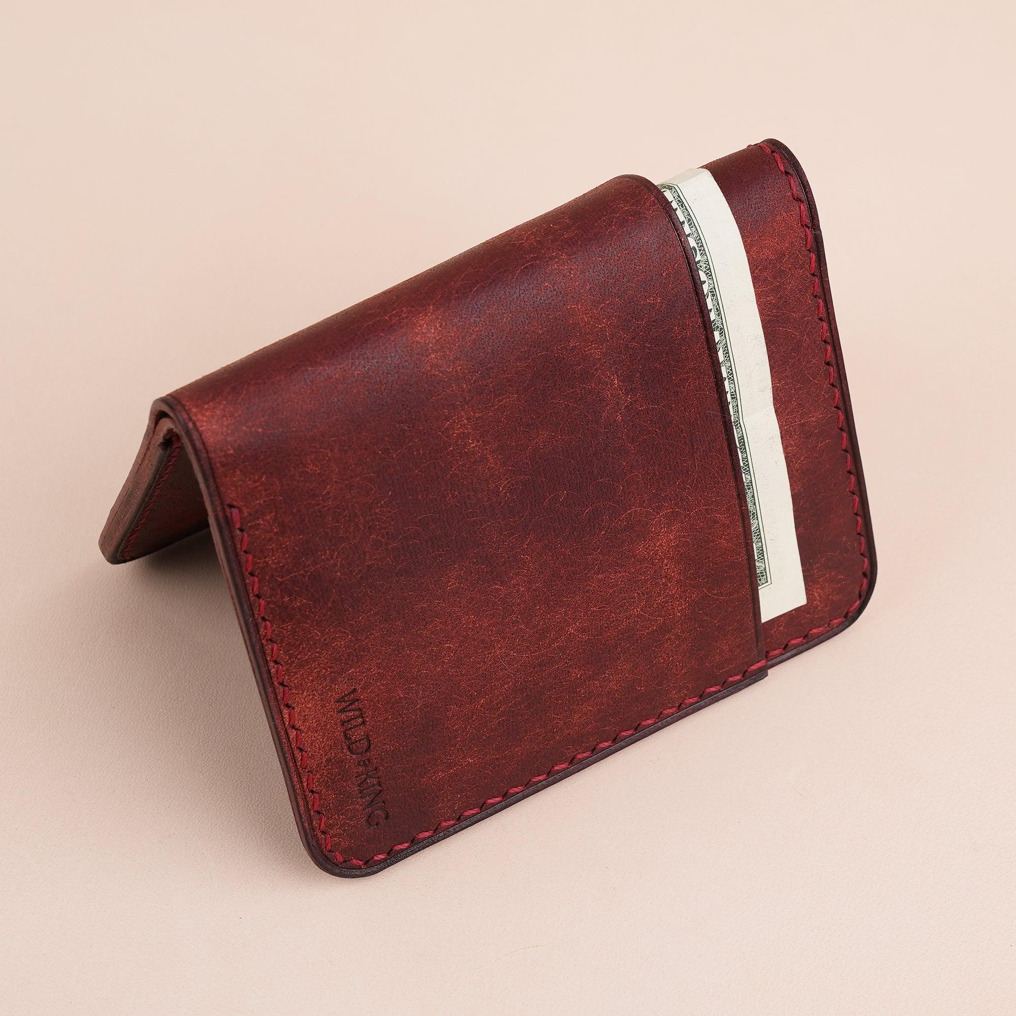 Red Pueblo Leather Minimalist Bifold Wallet - WildandKing