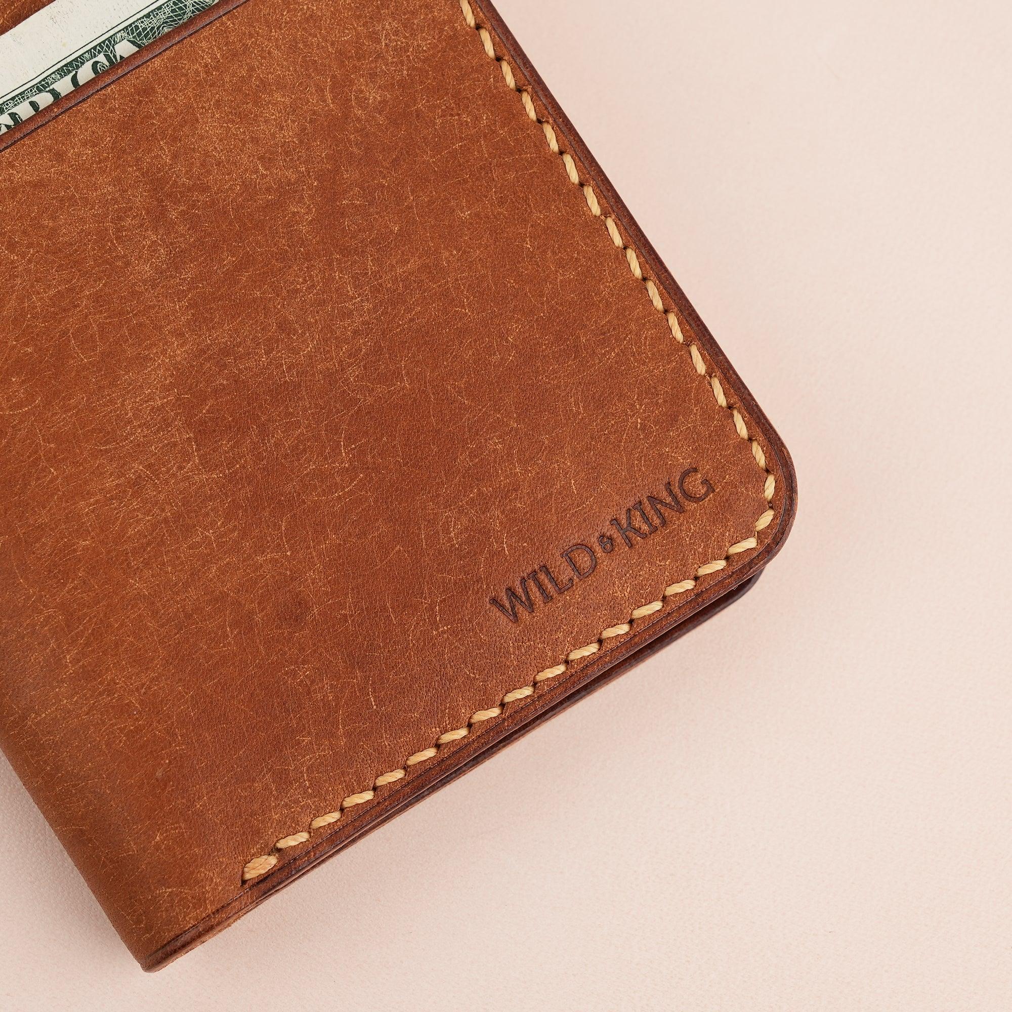 Brown Pueblo Leather Minimalist Bifold Wallet - WildandKing