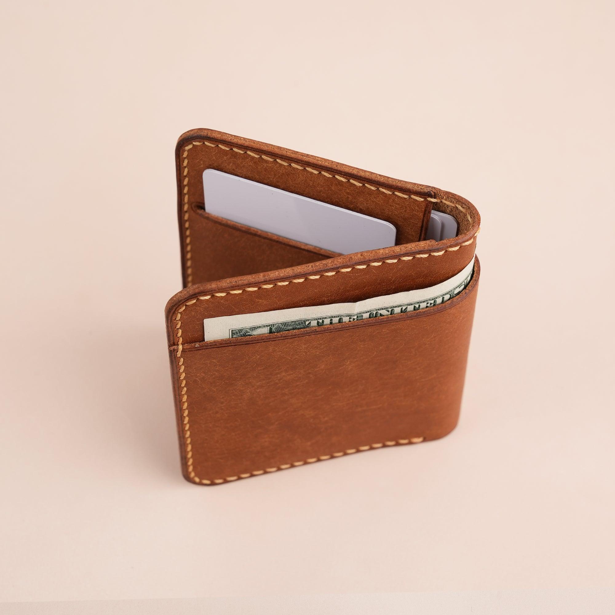 Brown Pueblo Leather Minimalist Bifold Wallet - WildandKing