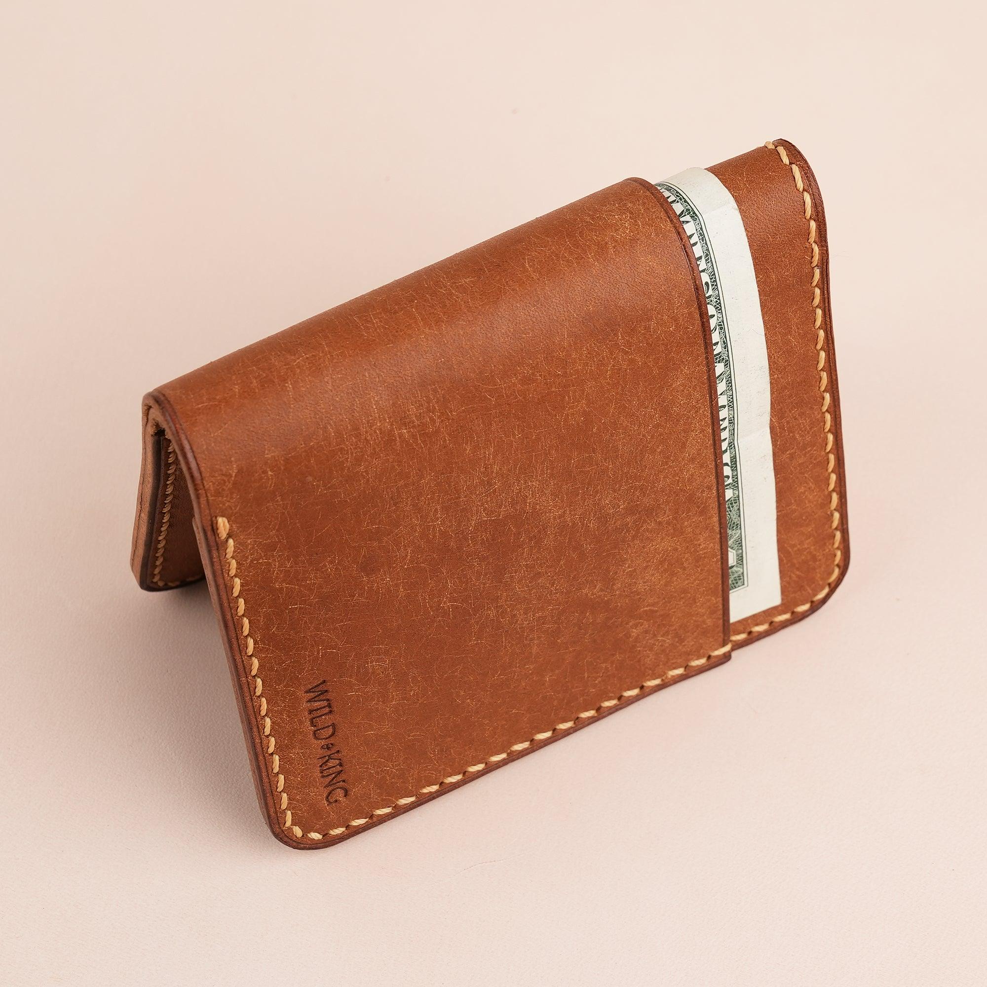 Brown Pueblo Leather Minimalist Bifold Wallet - WildandKing