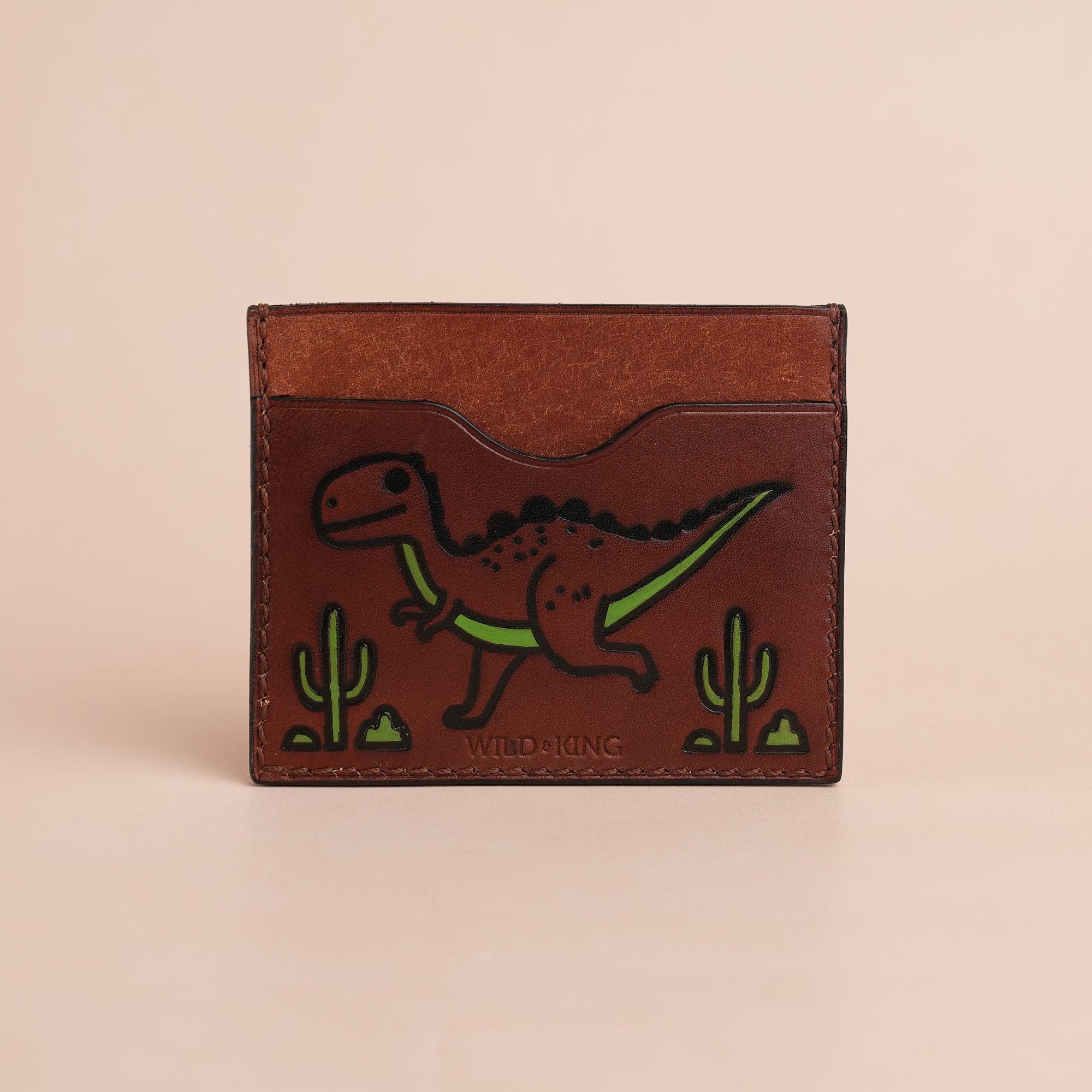 Pueblo Leather Minimalist Card Holder Dinosaur Stupid - WildandKing