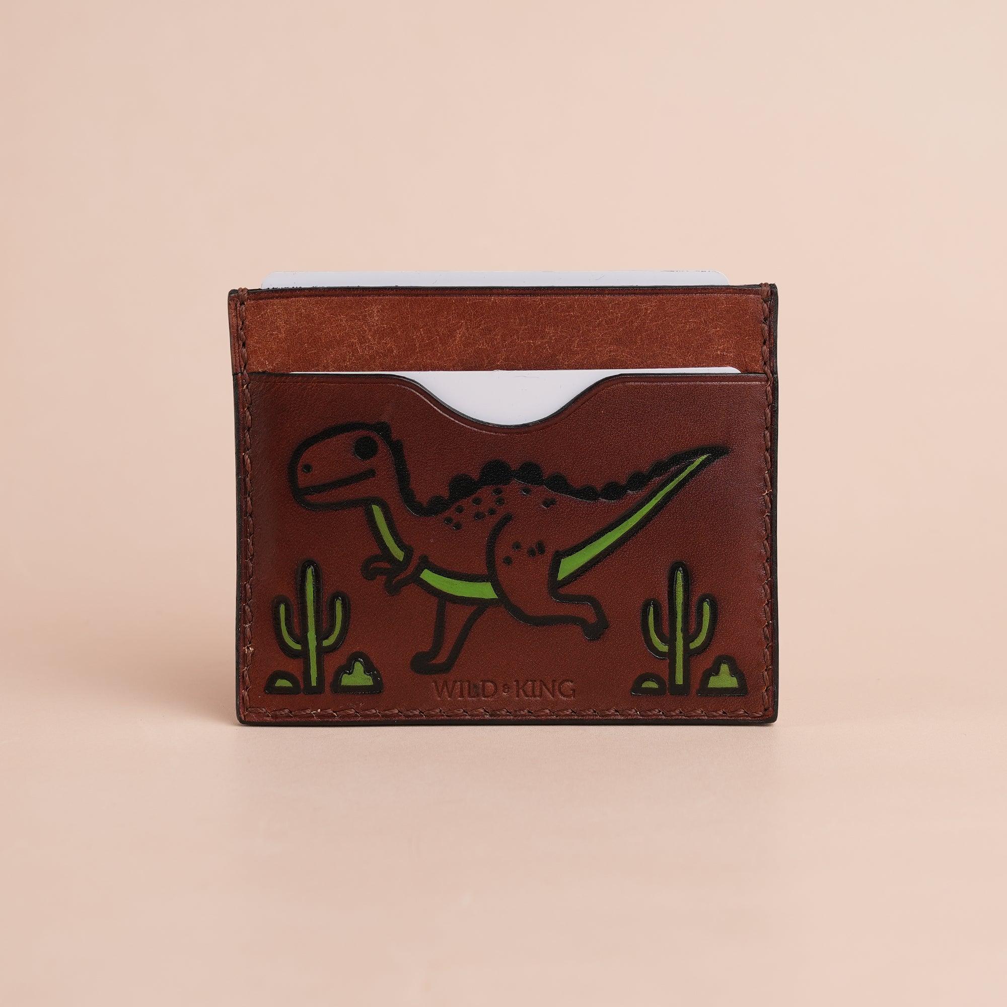 Pueblo Leather Minimalist Card Holder Dinosaur Stupid - WildandKing