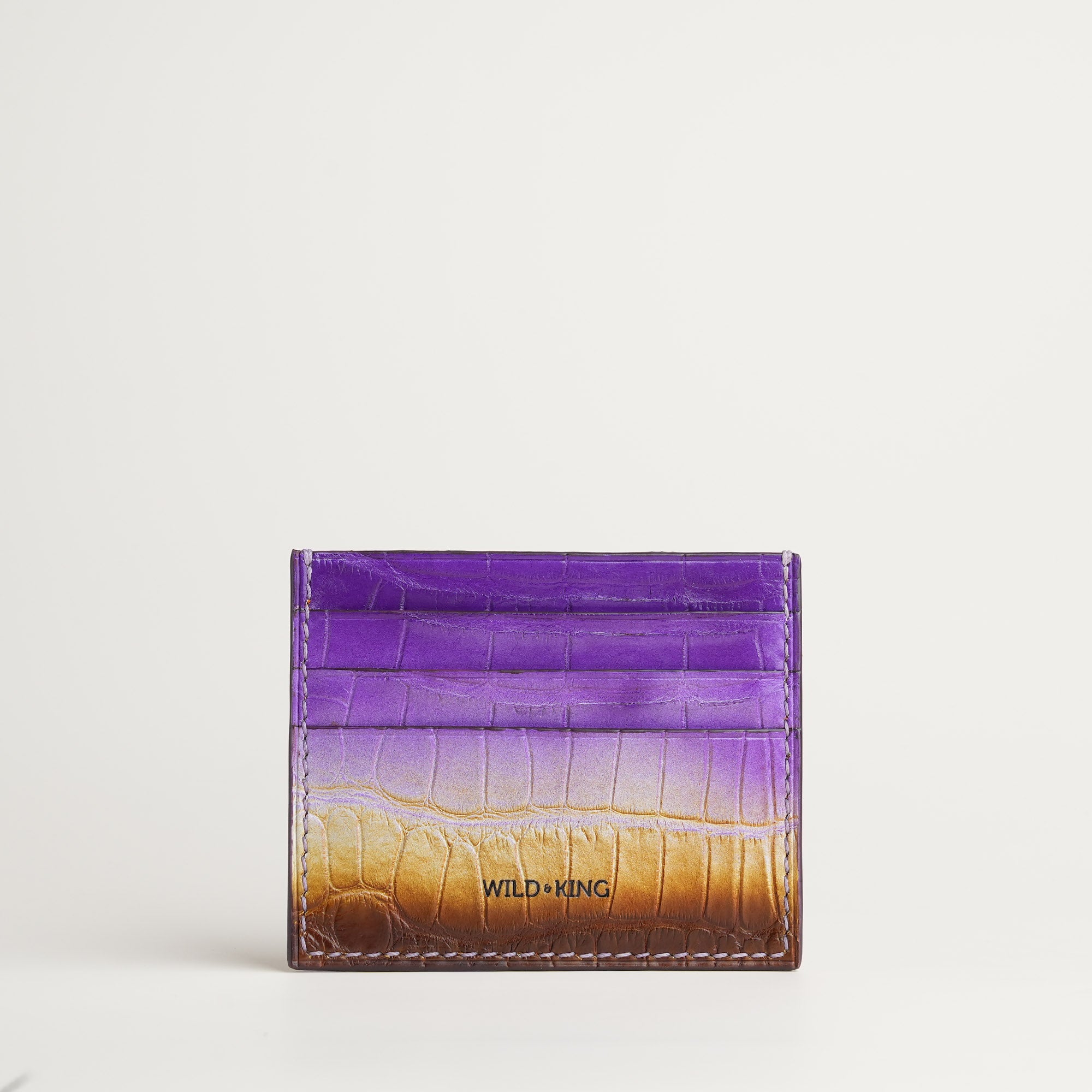 Purple Alligator Leather Card Holder - Twilight Patina