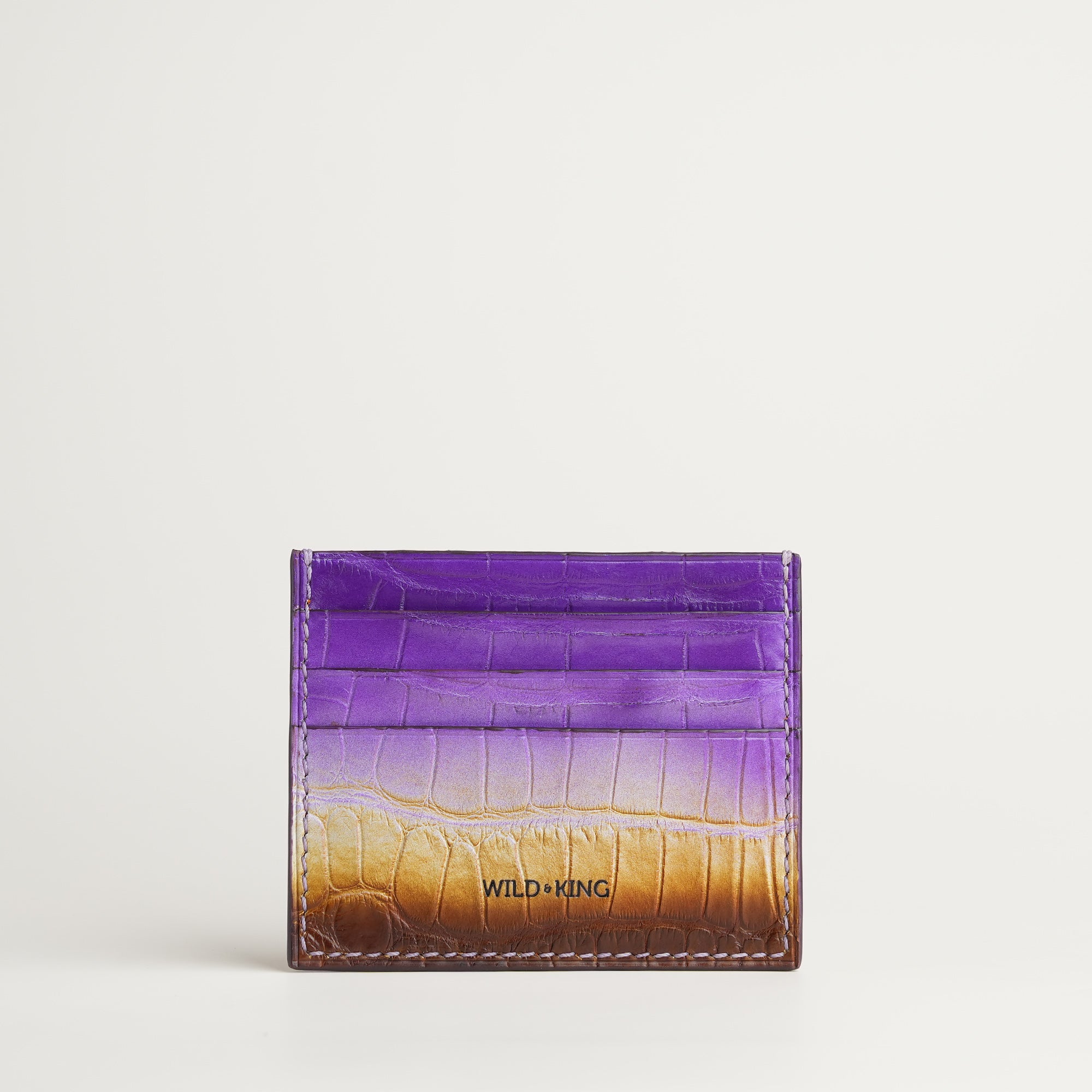 Purple Alligator Leather Card Holder - Twilight Patina