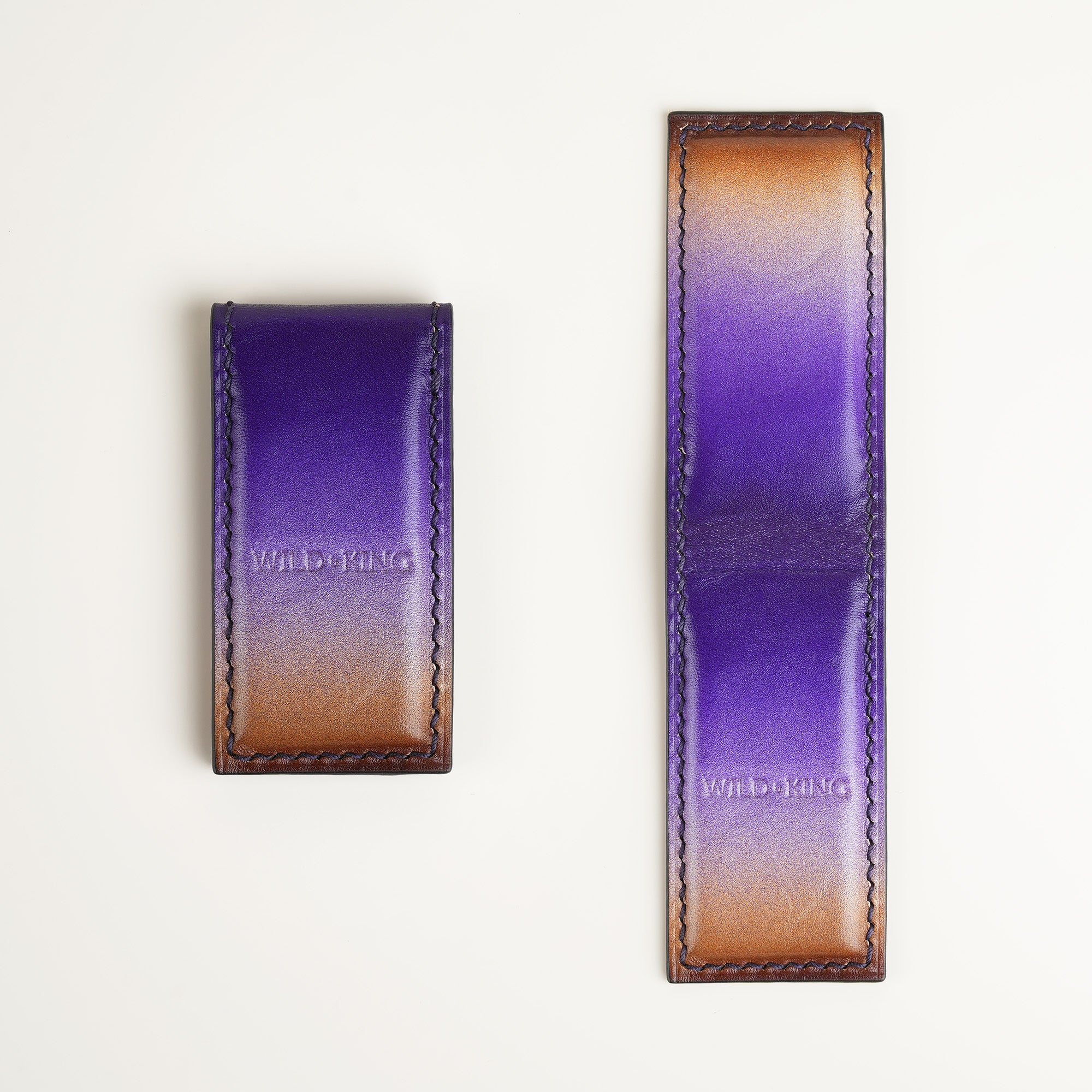 Purple Leather Money Clip - Twilight Patina - Square Shape