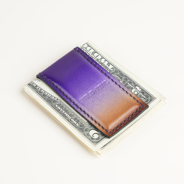Purple Leather Money Clip - Twilight Patina - Square Shape | Wild