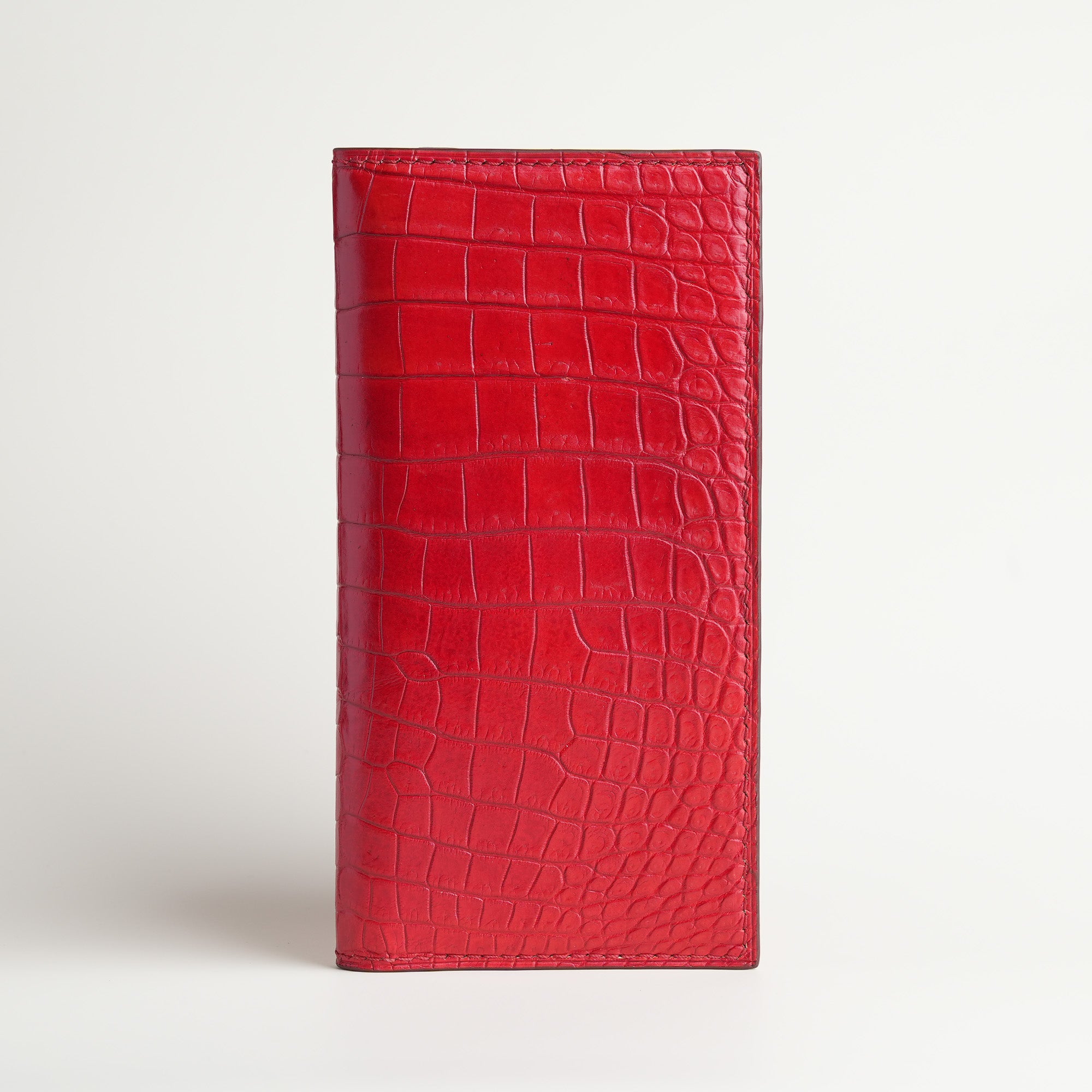 Red Crocodile Leather Long Wallet