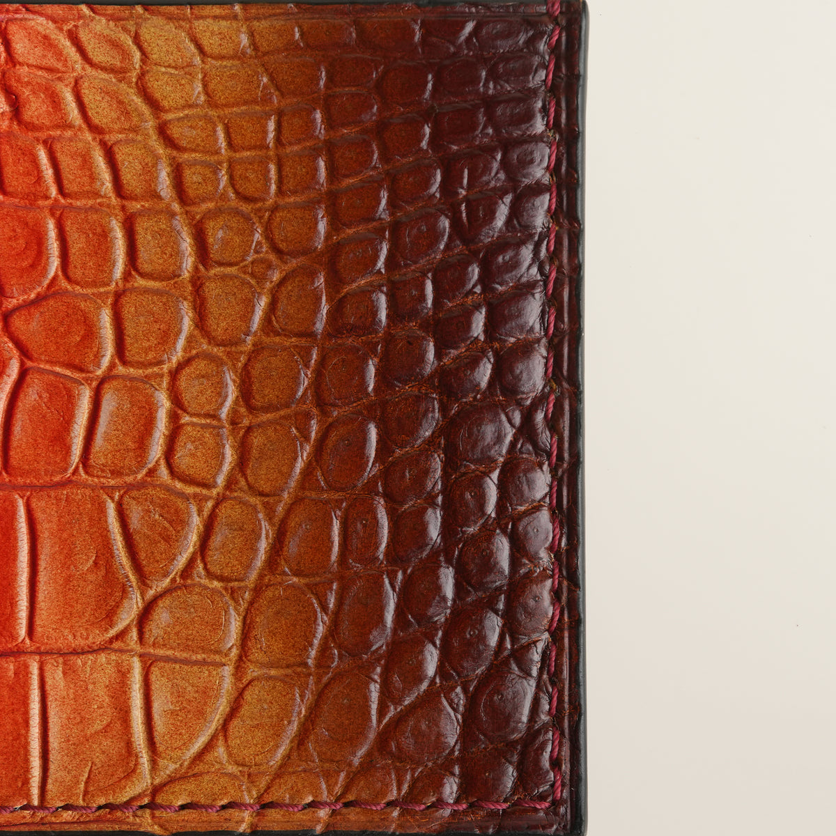 Red Crocodile Leather Wing Bifold Wallet - Solar Patina