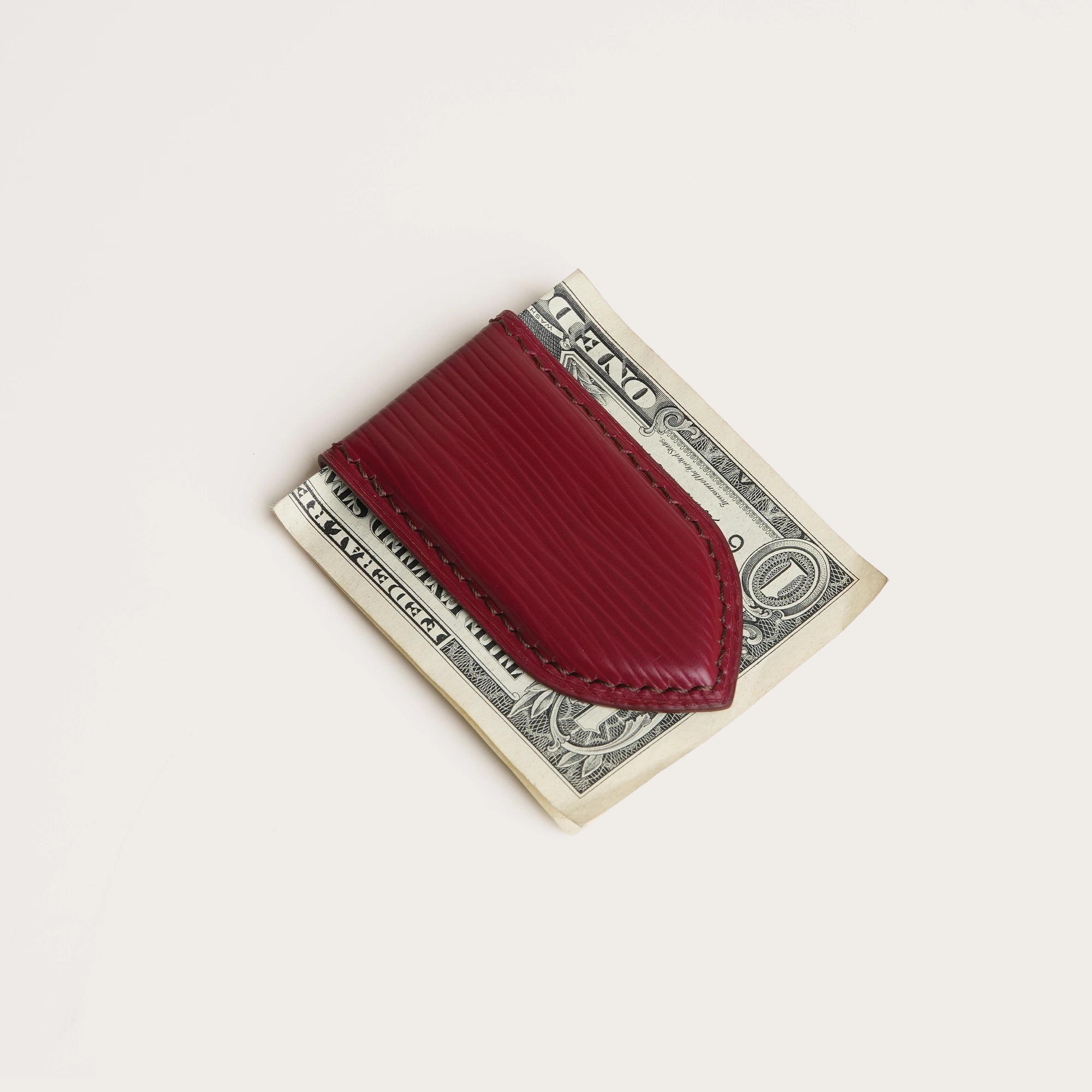 Red Epi Leather Money Clip - Pointed Shape