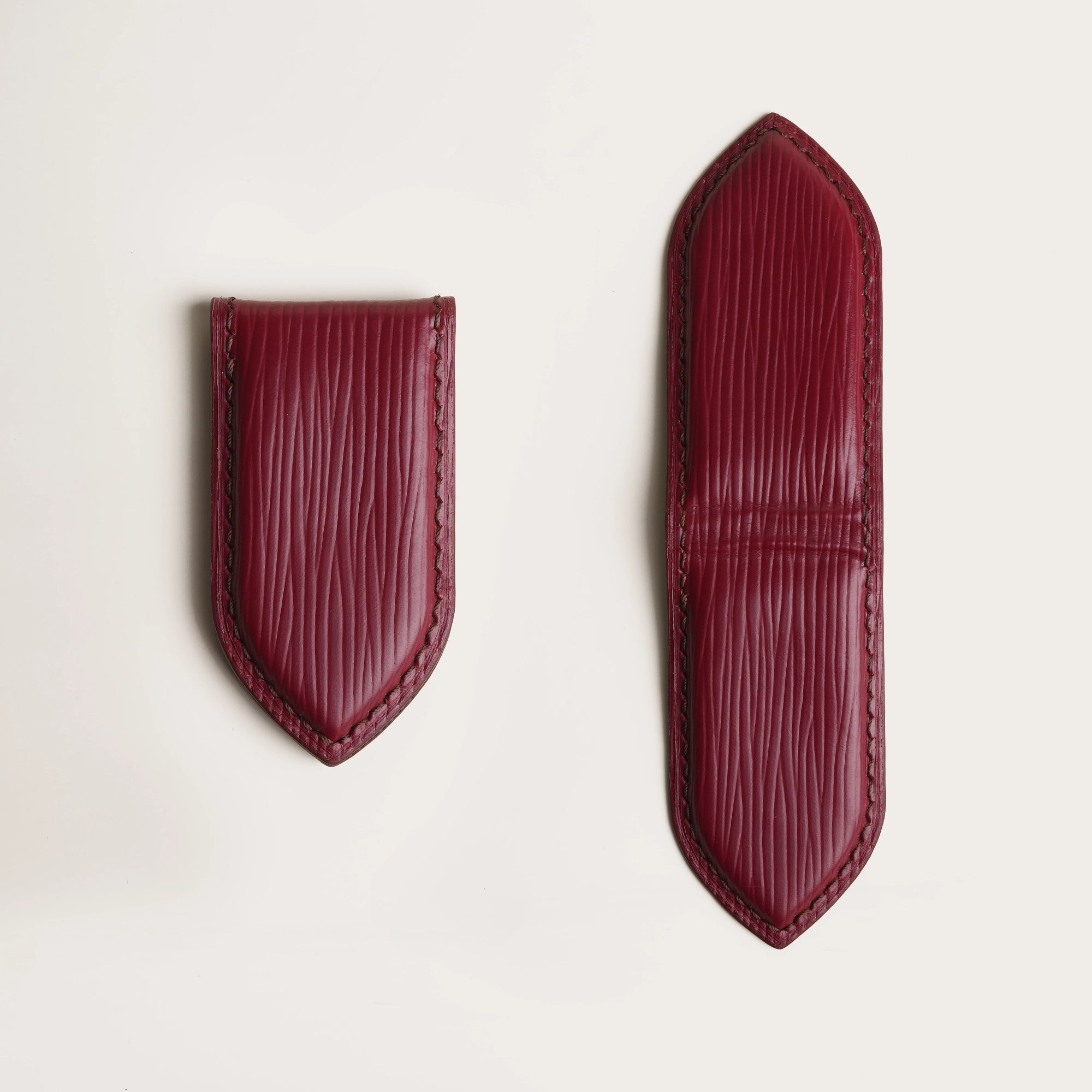 Red Epi Leather Money Clip - Pointed Shape